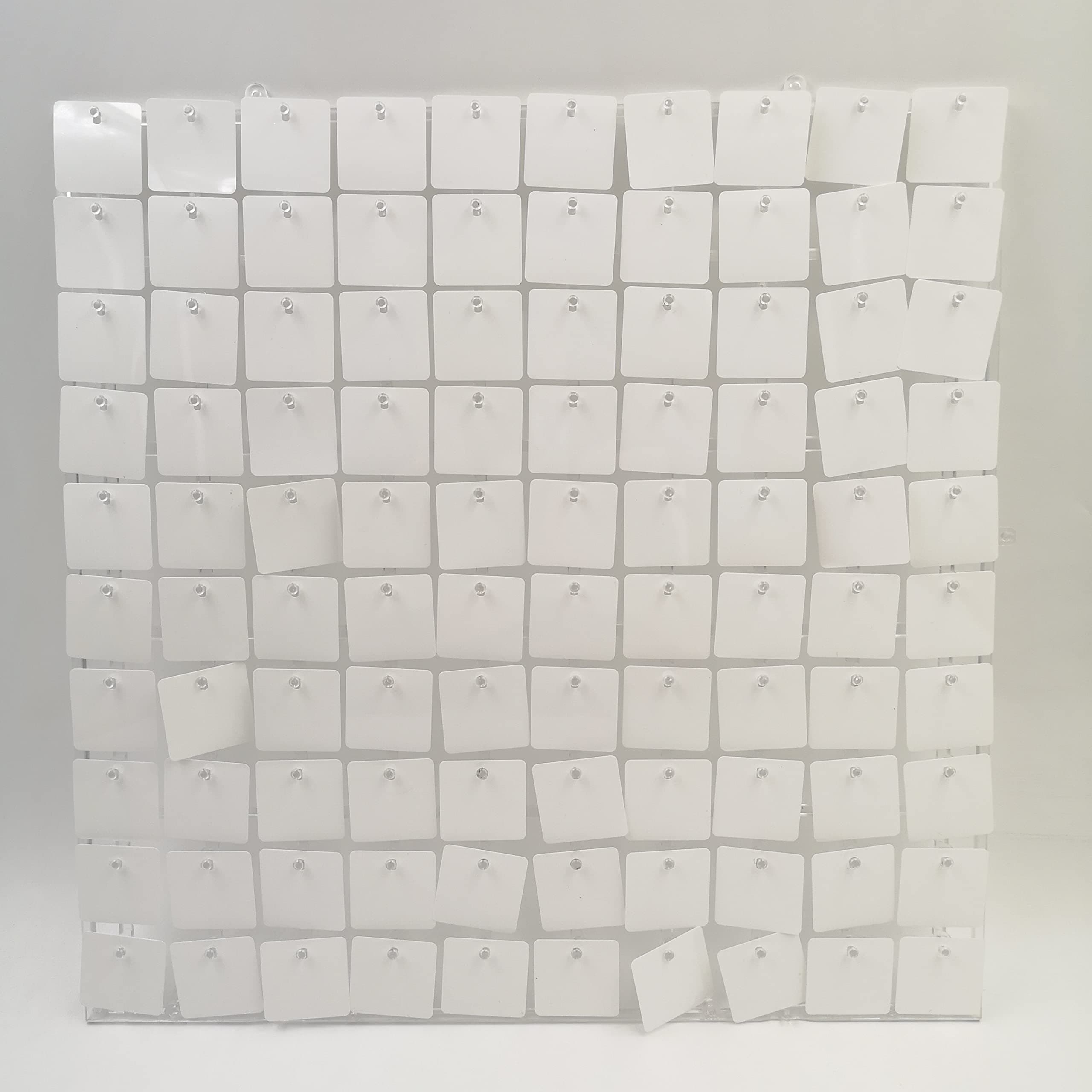 White Shimmer Wall Backdrop 25Panels Square Sequins Backdrop White Sequin Wall Panel for Wedding Bridal Birthday Party Backdrop Decorations (White)