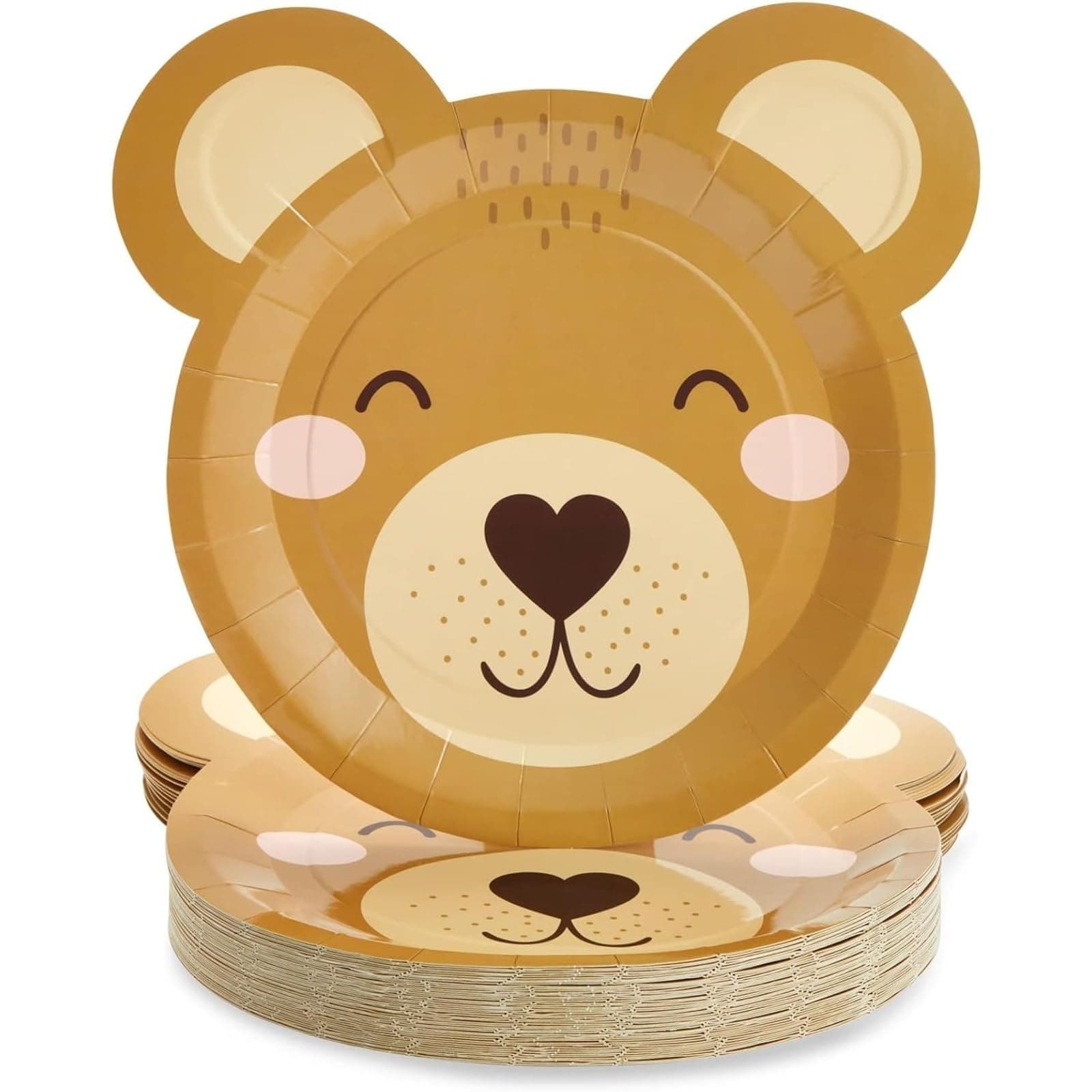 Sparkle and Bash Teddy Bear Paper Plates - 48 Pack - 11-Inch Brown Bear Shape - Disposable & Sturdy Birthday Party Plates for Baby Shower & Celebrations