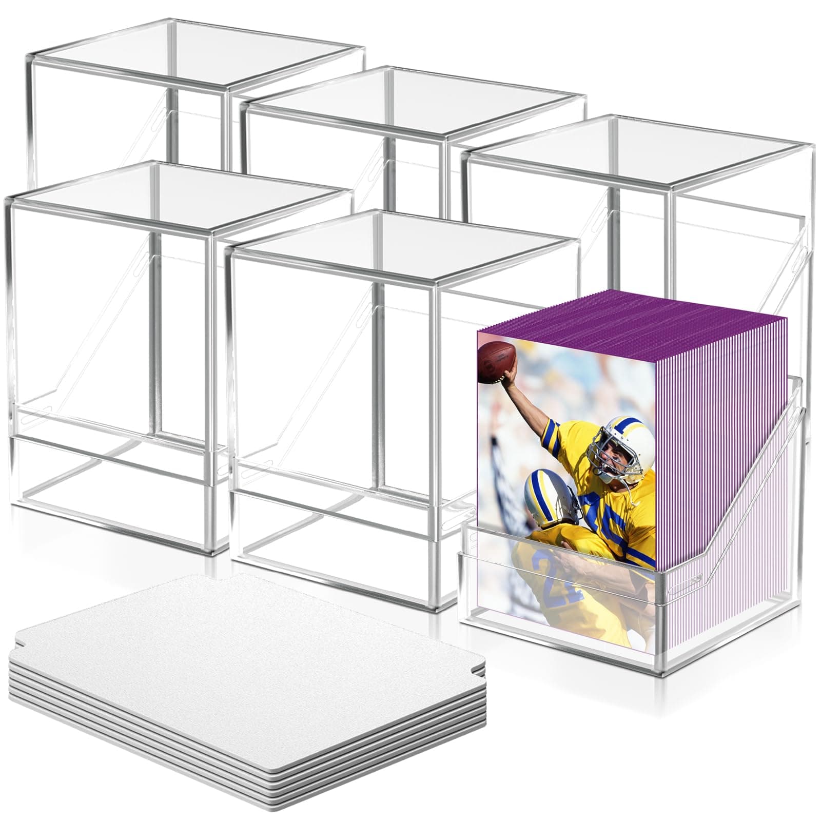 6 Pack Card Deck Cases for Trading Card, Acrylic Commander Storage Boxes Holding 600+ Sleeved Cards with 6 Dividers, Clear Storage Boxes Fit for MTG TCG and Sport Cards (6 Pack)