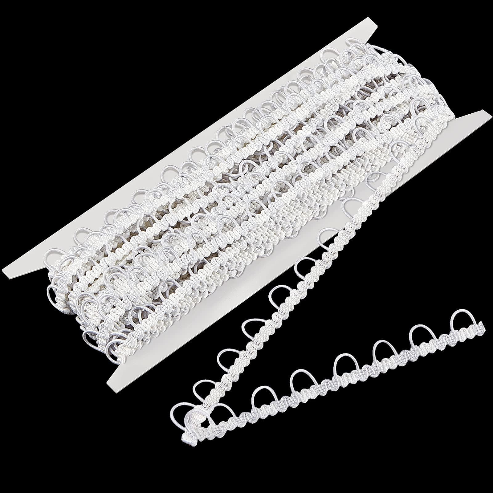 10 Yards Gimp Braid Trim with Elastic Button Loop Bridal Button Loops Dress Zipper Extender Upholstery Trim Sewing Embellishment for Wedding Costume DIY Crafts Jewelry Home Decor(White)