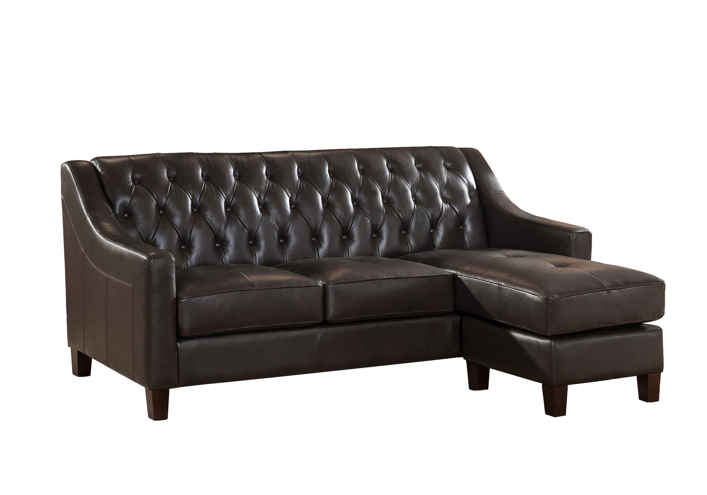 Hydeline "Kaitlyn" Reversible Leather Sofa Chaise, Brown
