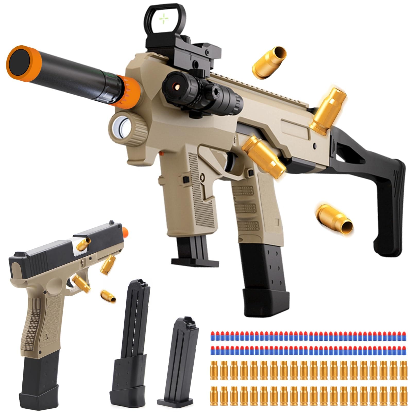 Bugrtey Two Modes Toy Gun Shell Ejecting Rifle with 80 Soft Bullets 40 Shells 2 Clips Soft Bullet Toy Guns Outdoor Shooting Games Christmas Halloween Birthday Gifts