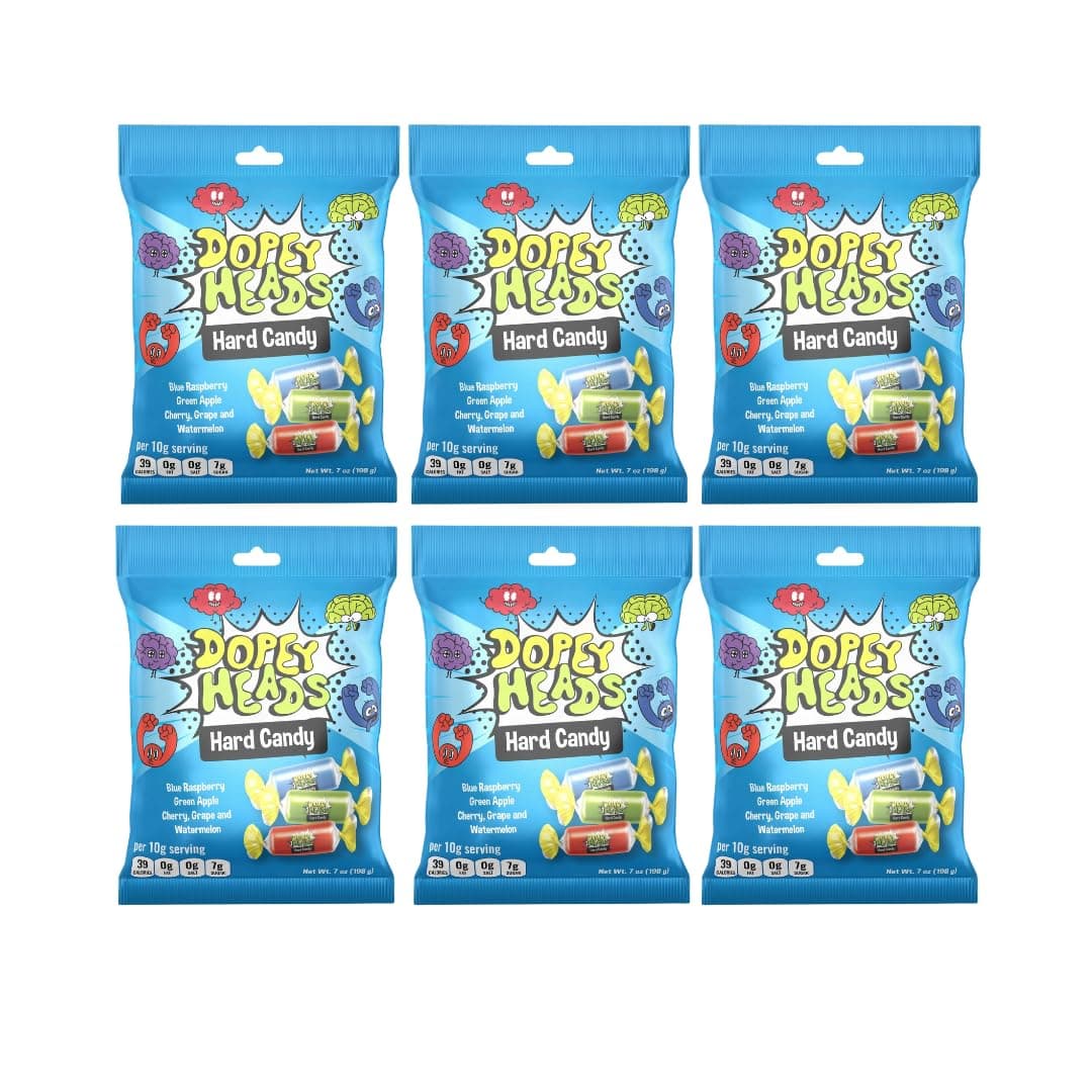 HALAL | Assorted Hard Candy | Five Flavours | Blue Raspberry | Apple | Cherry | Grape | Watermelon | Pack of 6 | Weight 198g (7 oz) Each (Assorted Hard Candy)