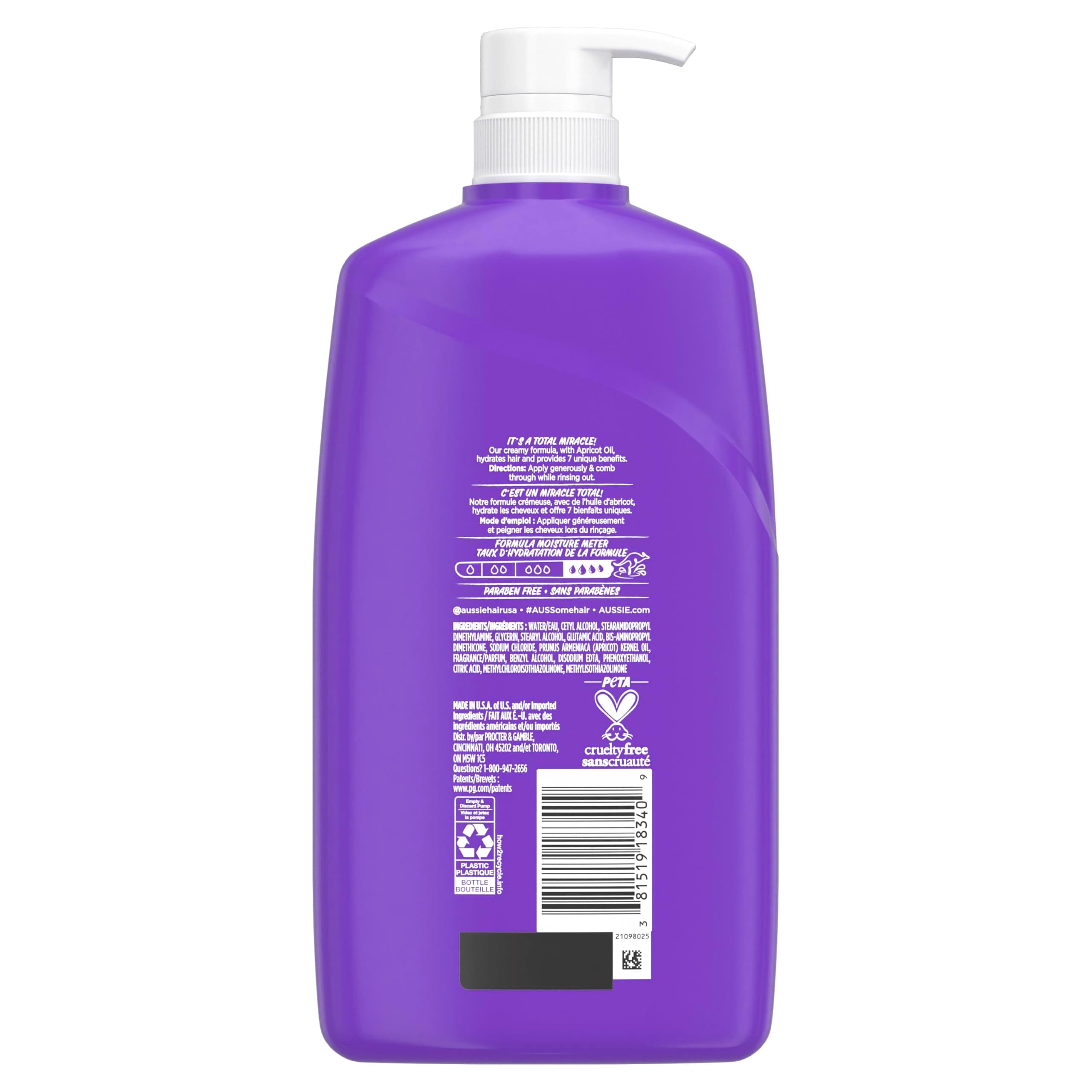 Aussie Total Miracle Shampoo, Conditioner and 3 Minute Miracle Deep Conditioner Hair Treatment Bundle, Infused with Apricot and Australian Macadamia Oil, Paraben Free