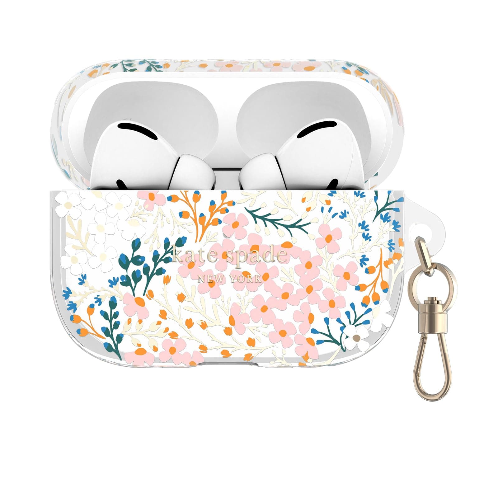 kate spade new york AirPods Pro Protective Case with Keychain Ring - Multi Floral Rose, Compatible with AirPods Pro 2nd / 1st Generation