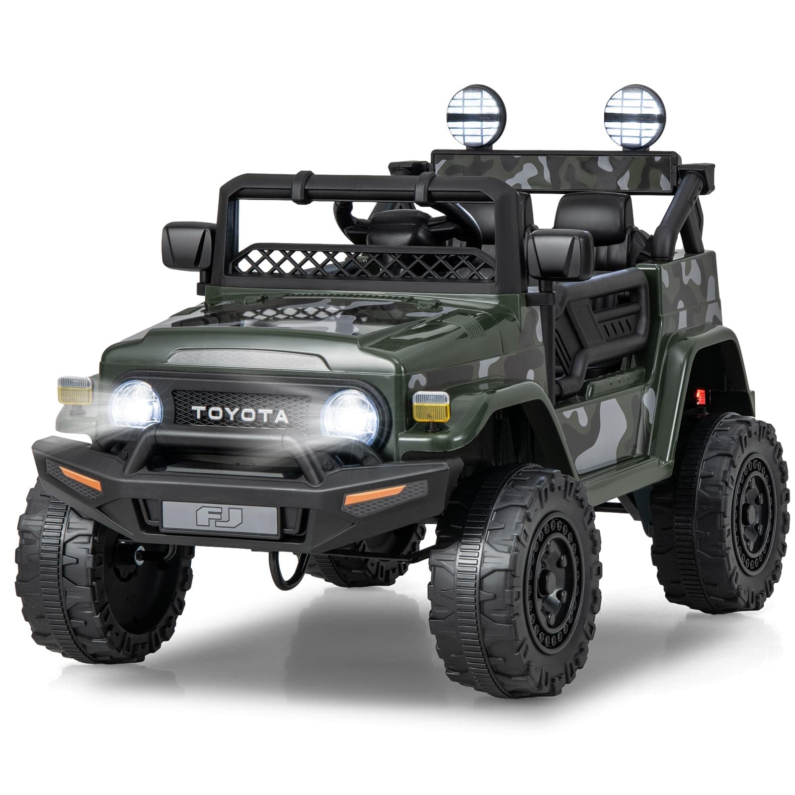 – Kids Electric Ride On Car, 12V Licensed Toyota FJ Off Road Truck with Remote Control, Shock Suspension, LED Lights, Music, Battery Powered Vehicle Toy for 37-96 Months Old (Camo)