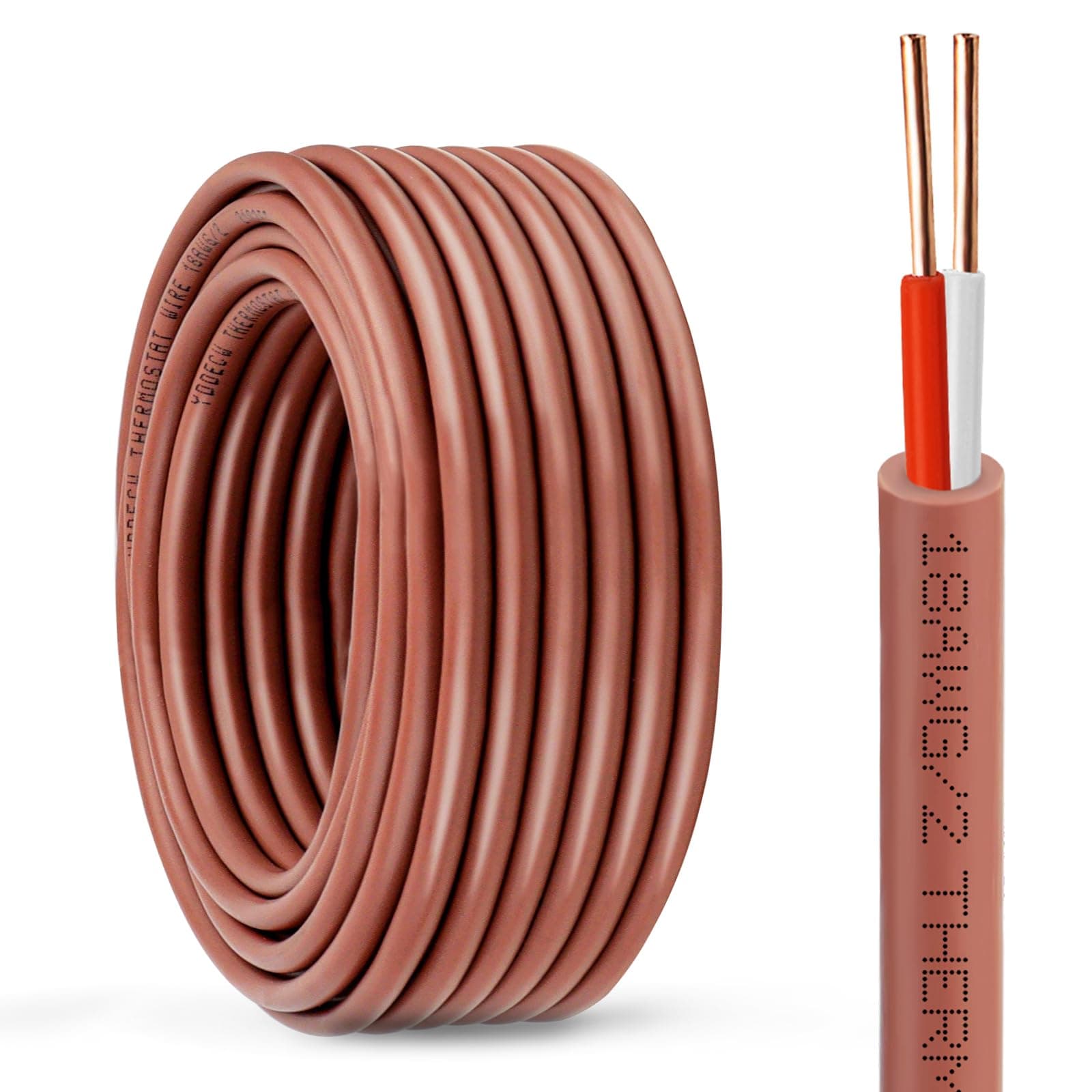 Thermostat Wire - 18/2 10FT Solid Copper 18AWG 2 Conductor Power Circuit Cable for Heating & air Conditioning Equipment, doorbells and Other Indoor/Outdoor Low Voltage Applications Use