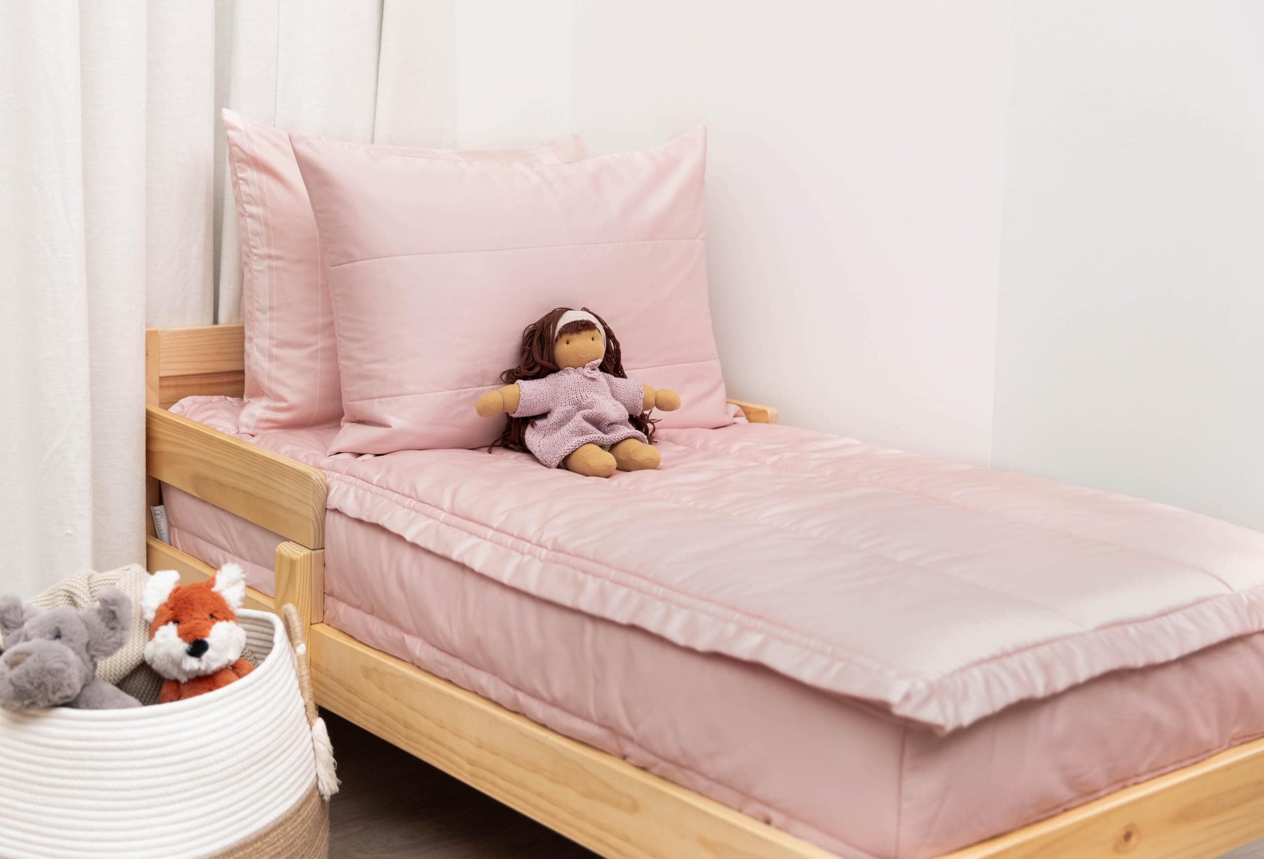 Beddy's Ella Zippered Bedding - Durable Zip-On Sheets & Comforter for Kids & Adults - Bed in a Bag - Easy Make Bedding - Minky Interior - Machine Washable - with Pillowcase & Sham - Pink - Toddler