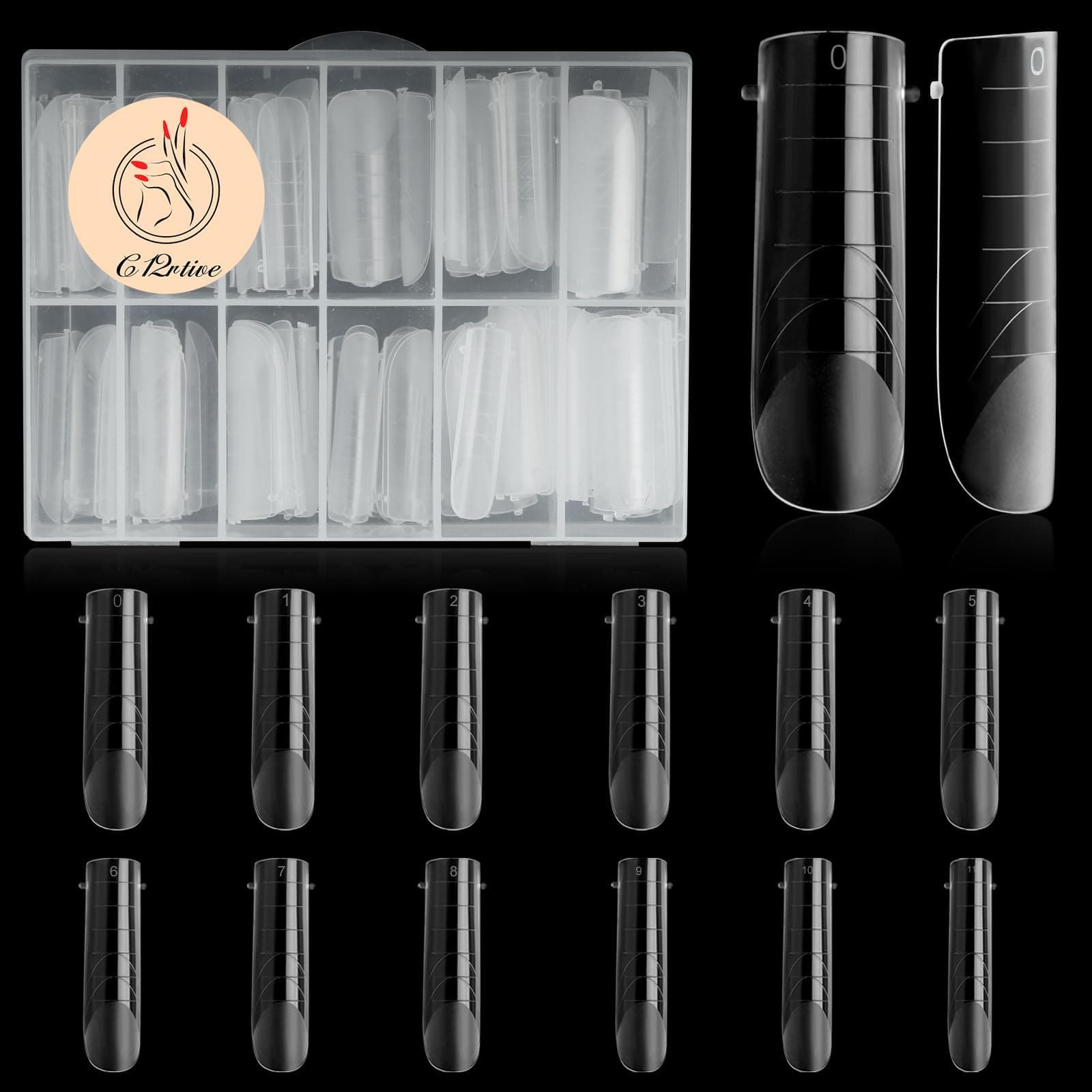 120Pcs Matte Dual Nail Forms,Coffin Extension Polygel Nail Forms Full Cover Nail Molds 12 sizes for Solid Nail Gel Glue Nail Art Design Salon&DIY