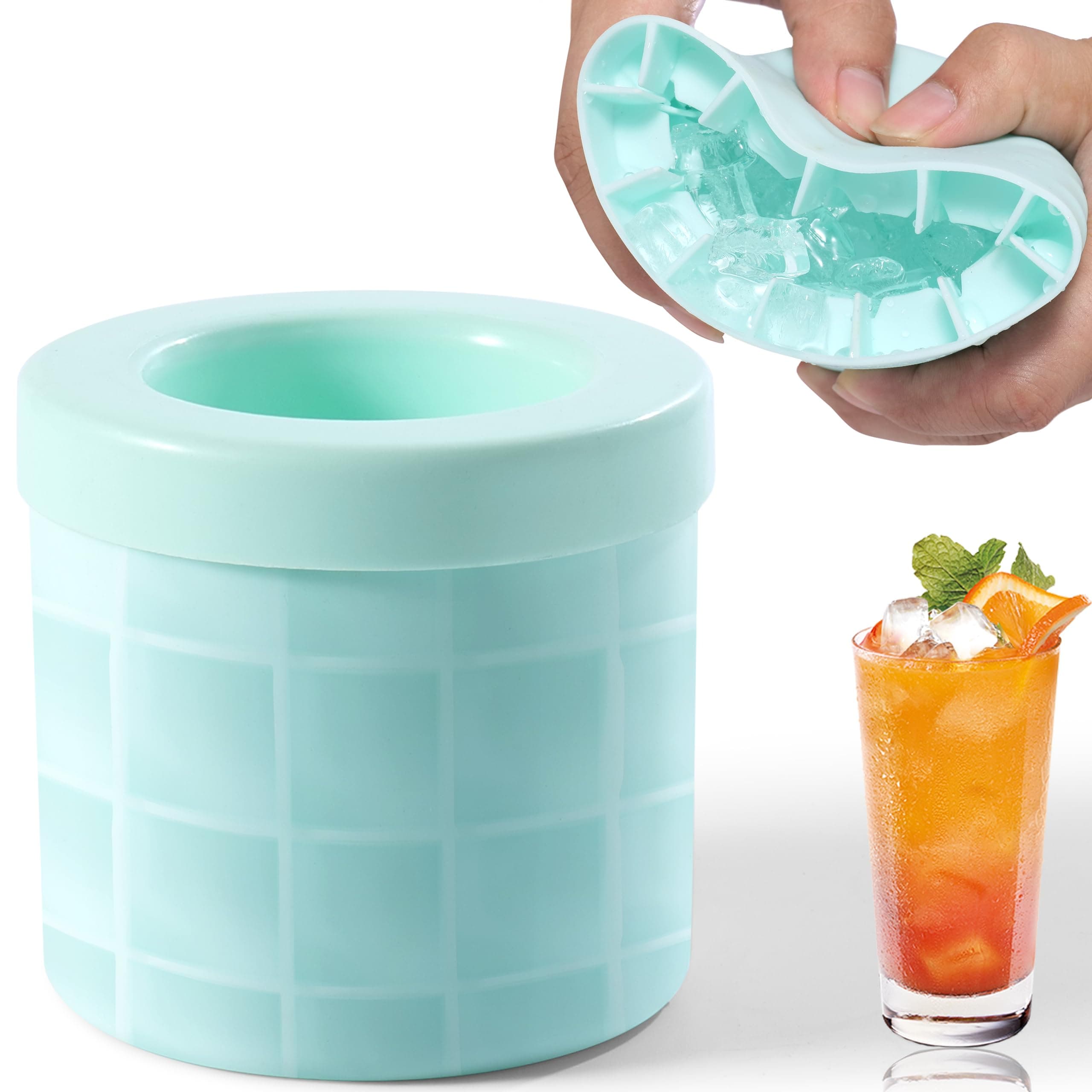 Ice Cube Tray for Freezer with Removable Lid, Mini Ice Cube Tray Reusable, Small Ice Cube Trays Cool Drinks Fast, Press-Type Easy-Release Ice Cube Mold 1 Pack, Blue