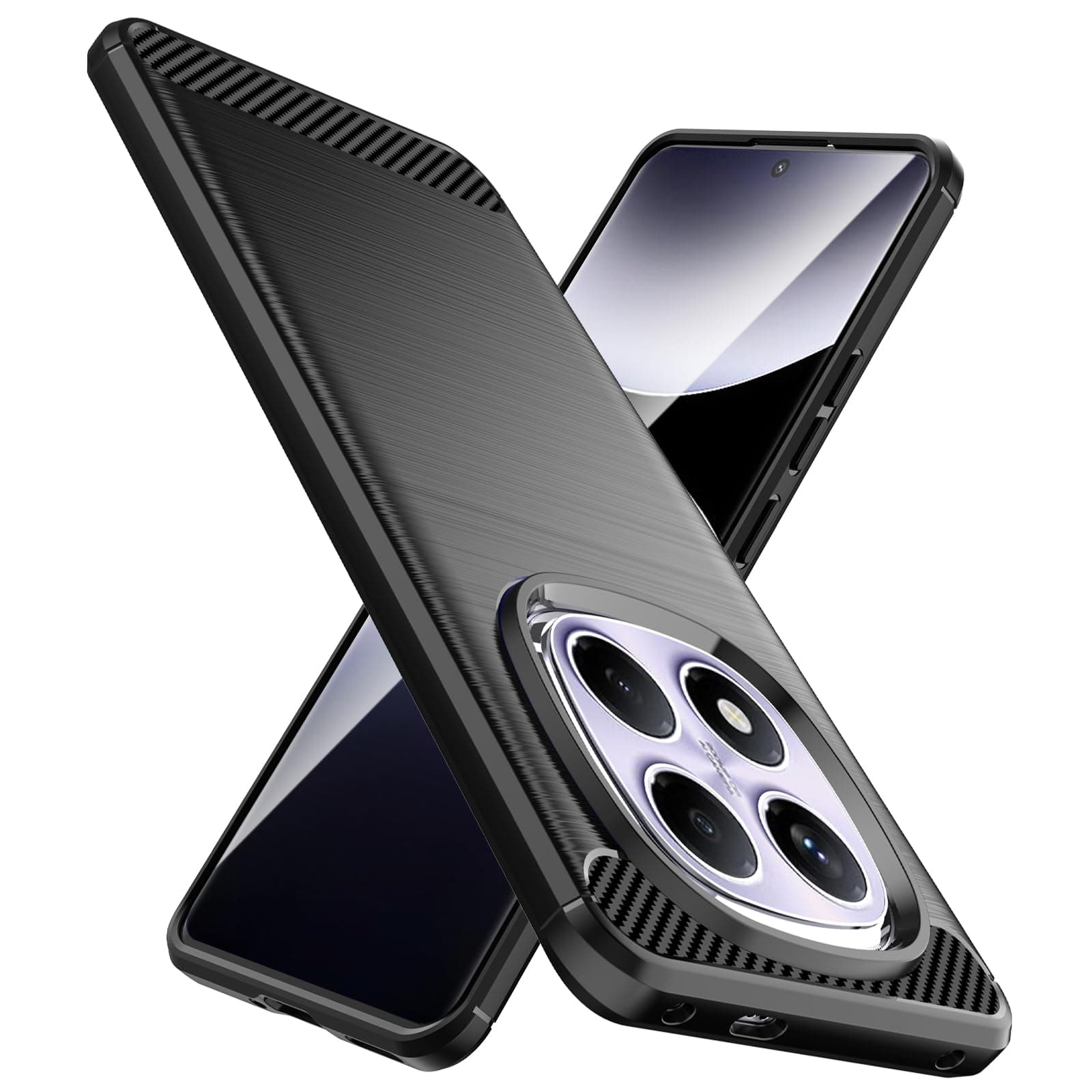 Designed for Redmi Note 14 Pro 5G/14 Pro+ 5G/Poco X7 5G Case,Flexible TPU [Brushed Texture] [Anti-Slip] Shockproof Military Protection Bumper Slim Phone Case,Black