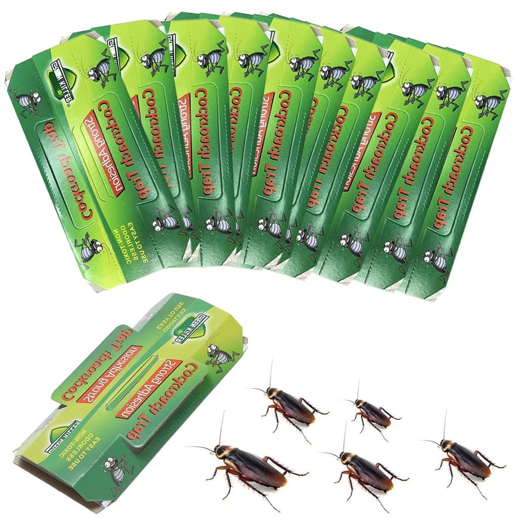 HASTHIP® Cockroach Traps 10pcs Roach Bait Traps Box Strong Adhesive Cockroach Traps Safe Cockroach Traps for Kitchen, Room, Office