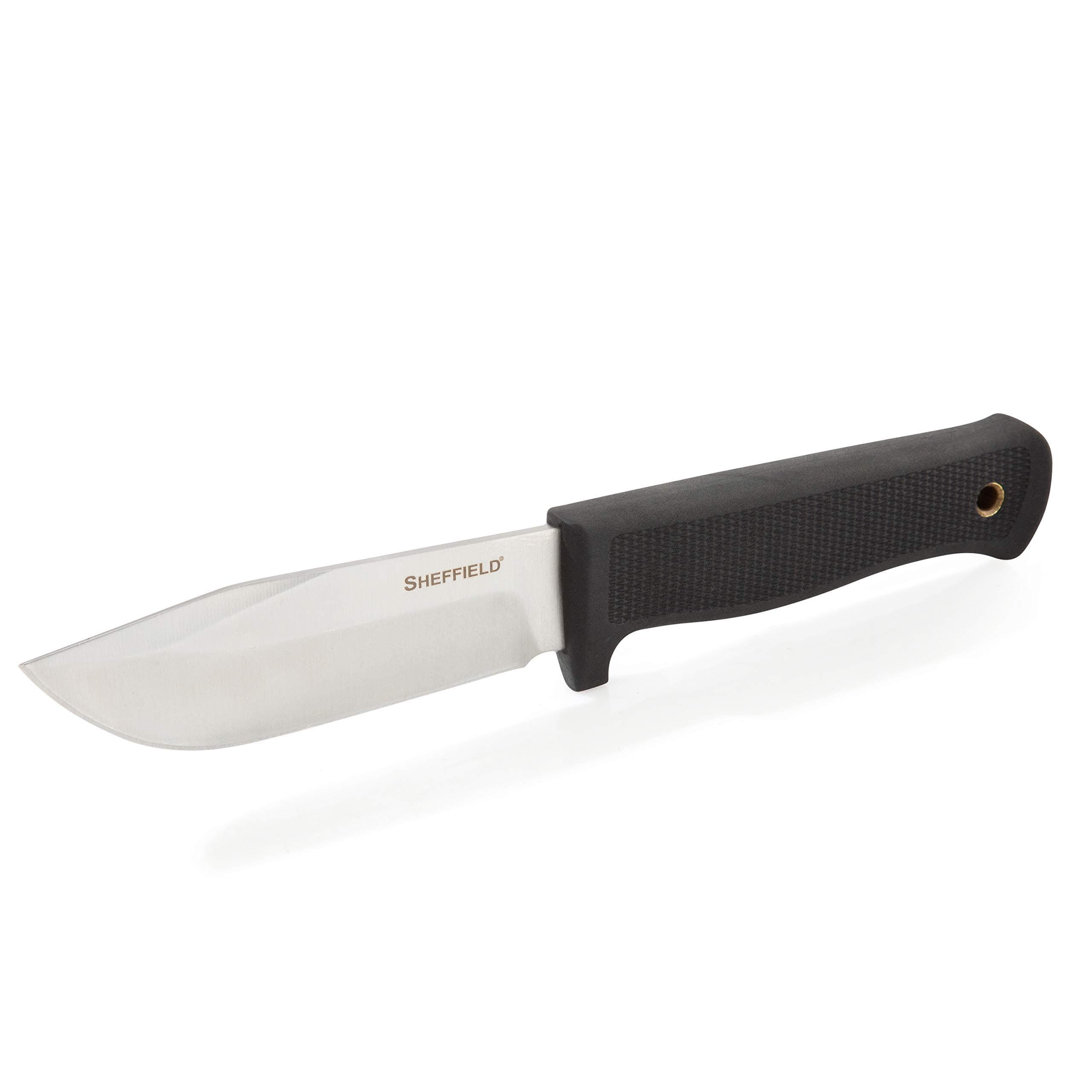 Sheffield 12183 Bax 4.5 Inch Drop Point Fixed Blade Hunting Knife with Sheath, Full Tang, Slip-Resistant Handle, for Skinning Game, Self Defense, & More