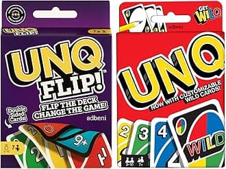 adbeni Matte UNQ Classic & FLIP | Combo Pack of 2 | Family Fun Card Games for Kids, Adults & Teens | Portable Travel Game | Fast-Paced Strategy, Action & Reversible Play | Perfect for Gifting