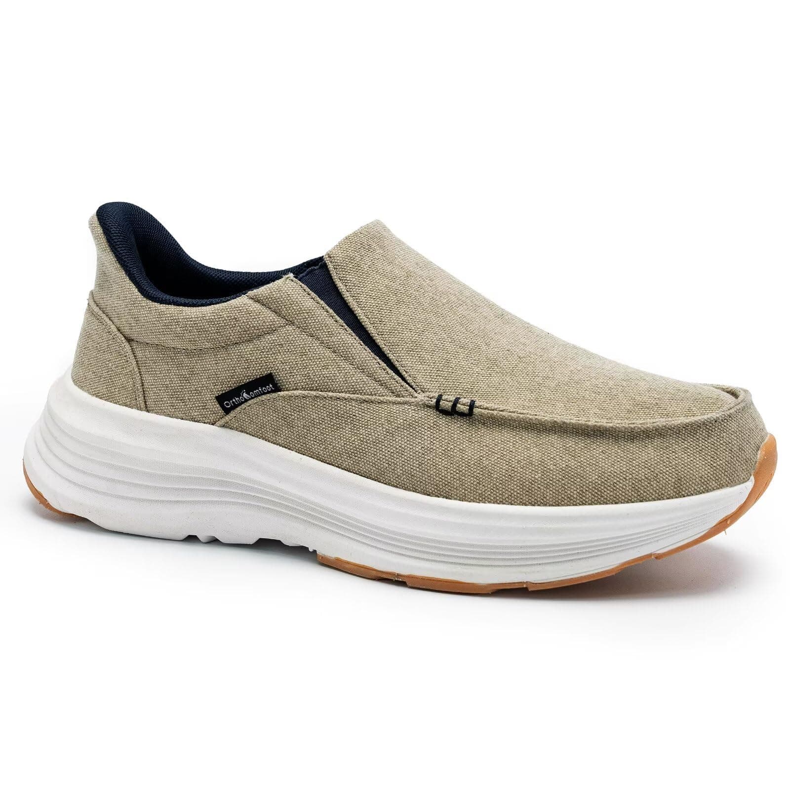 Men's Orthopedic Slip On Loafers with Arch Support: Comfortable Plantar Fasciitis Orthotic Shoes for Plantar Fasciitis, Canvas Thick Sole Walking Shoes for Foot and Heel Pain Relief