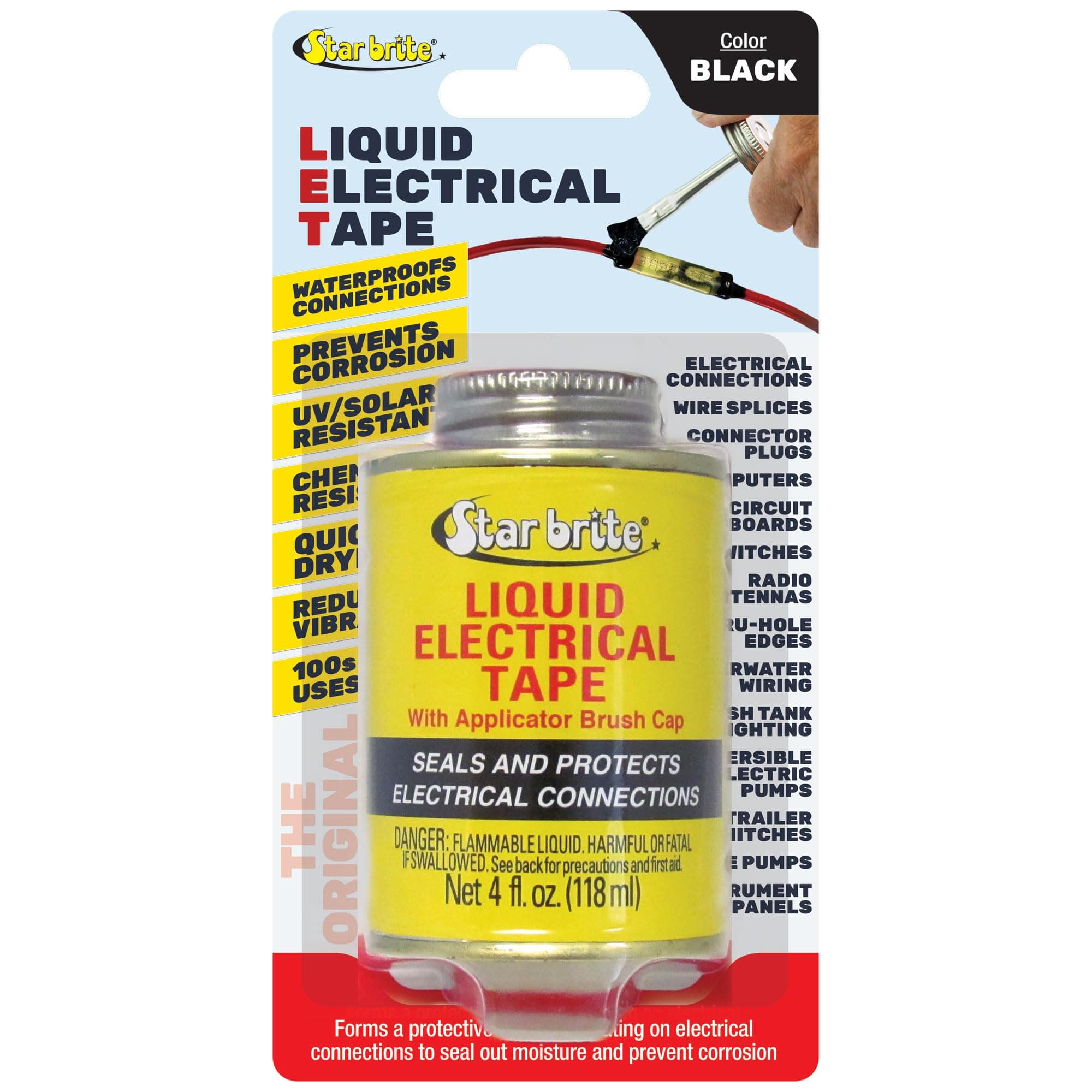 STAR BRITE Liquid Electrical Tape - 4oz Can with Brush Applicator