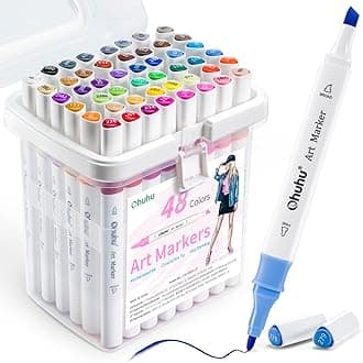 - Alcohol Markers,48 Colour Dual Tip Chisel & Fine Art Markers Set Marker Pen for Artist Coloring Drawing Illustration with Unique Designed Grip,Great Value Pack for Beginners,Multicolor