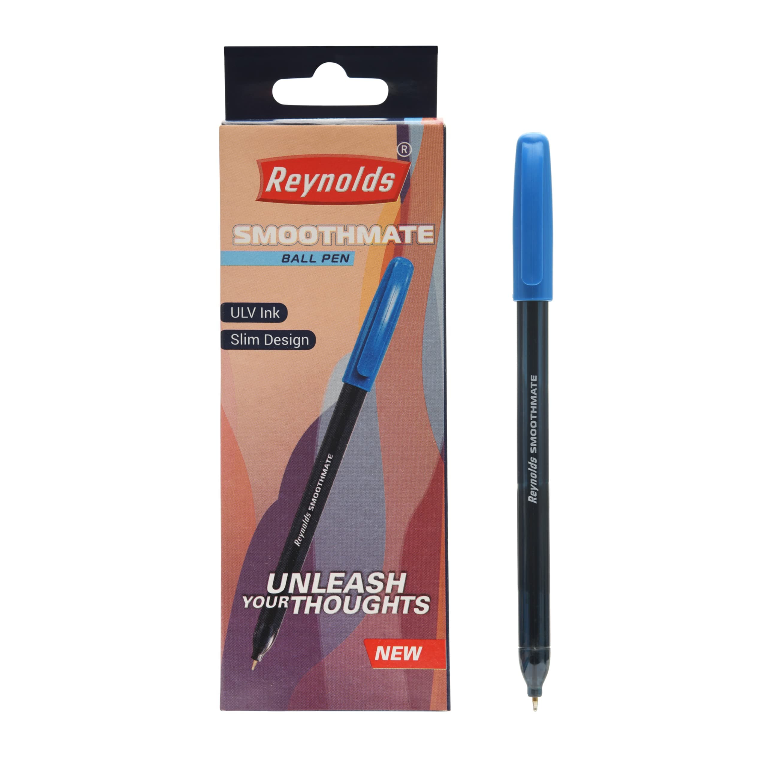 SMOOTHMATE 10 CT BOX - BLUE | Ball Point Pen Set With Comfortable Grip | Pens For Writing | School and Office Stationery | Pens For Students | 0.7 mm Tip Size