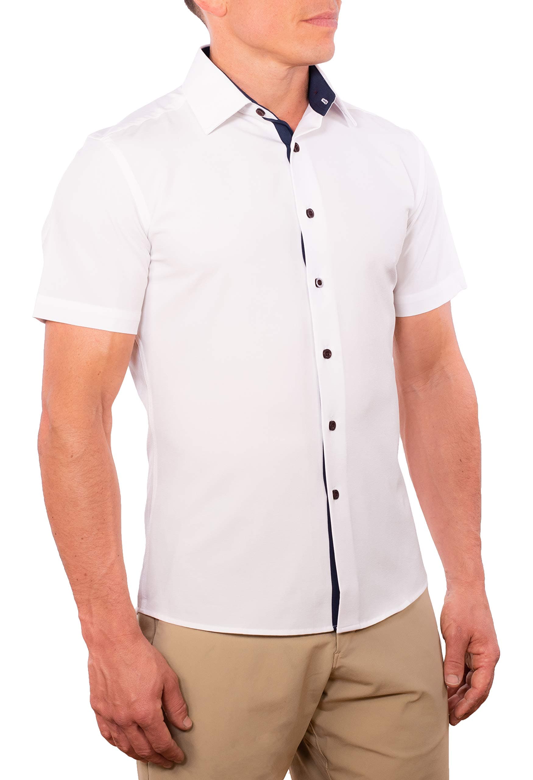 CC Performance Slim Fit Short Sleeve Button Down Shirts for Men | Wrinkle Resistant Casual Button Up Shirts for Men