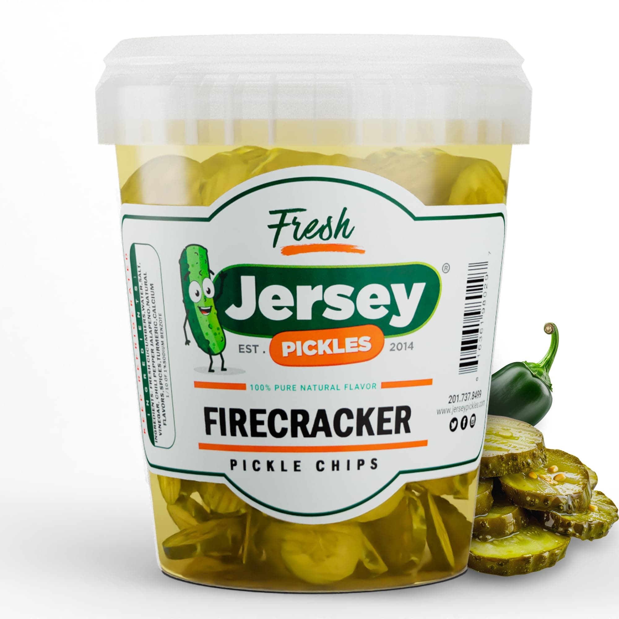 Firecracker Mild Hot Chips (Quart) - Fresh, Keto-Friendly, and Perfect for Snacks, Sandwiches, or Salads – The perfect Pickle Jars Cornichon for Families or Gatherings
