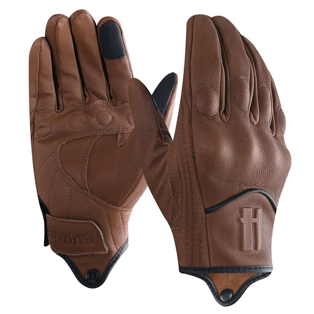 Harssidanzar Leather Motorcycle Gloves for Men Touchscreen GM028