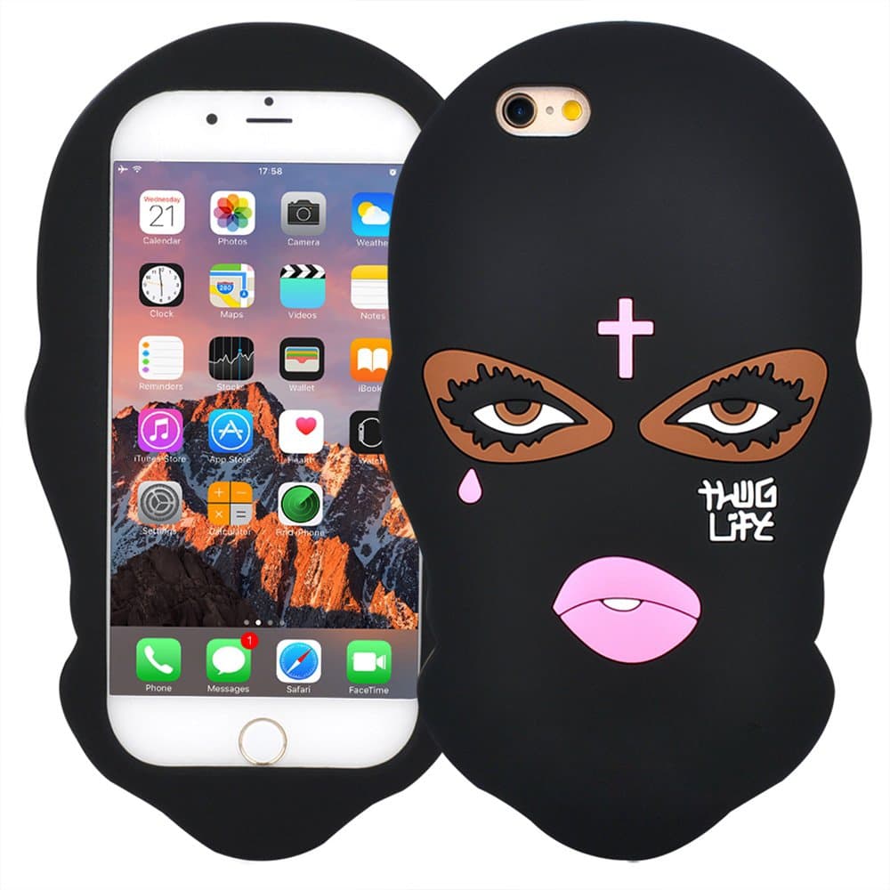 VERYLULU Case for iPhone 7 and iPhone 8 (4.7") Goon Thug Life Big Eyes Woman Face 3D Cute Cartoon Masked Teared Girls Jesus Christian Cross Coque Soft Silicone Phone Case Cover