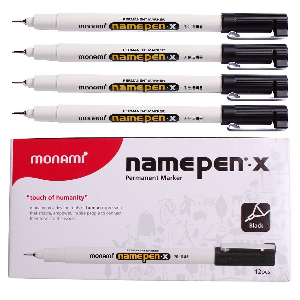 Name Pen X Fine/thin Permanent Marker Black Dozen Box (12pcs)