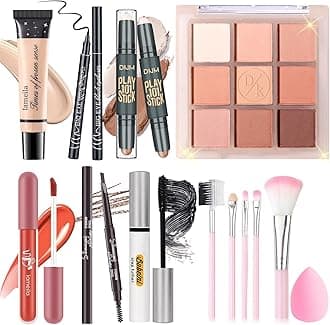 YBUETE Makeup Set Kit for Women Girls Teens, Makeup Present Set, Includes 9 Color Eyeshadow, Counter Stick, Foundation, Eyebrow Pencil, Eyeliner, Mascara, Lip Gloss, 5Pcs Brushes, Sponge