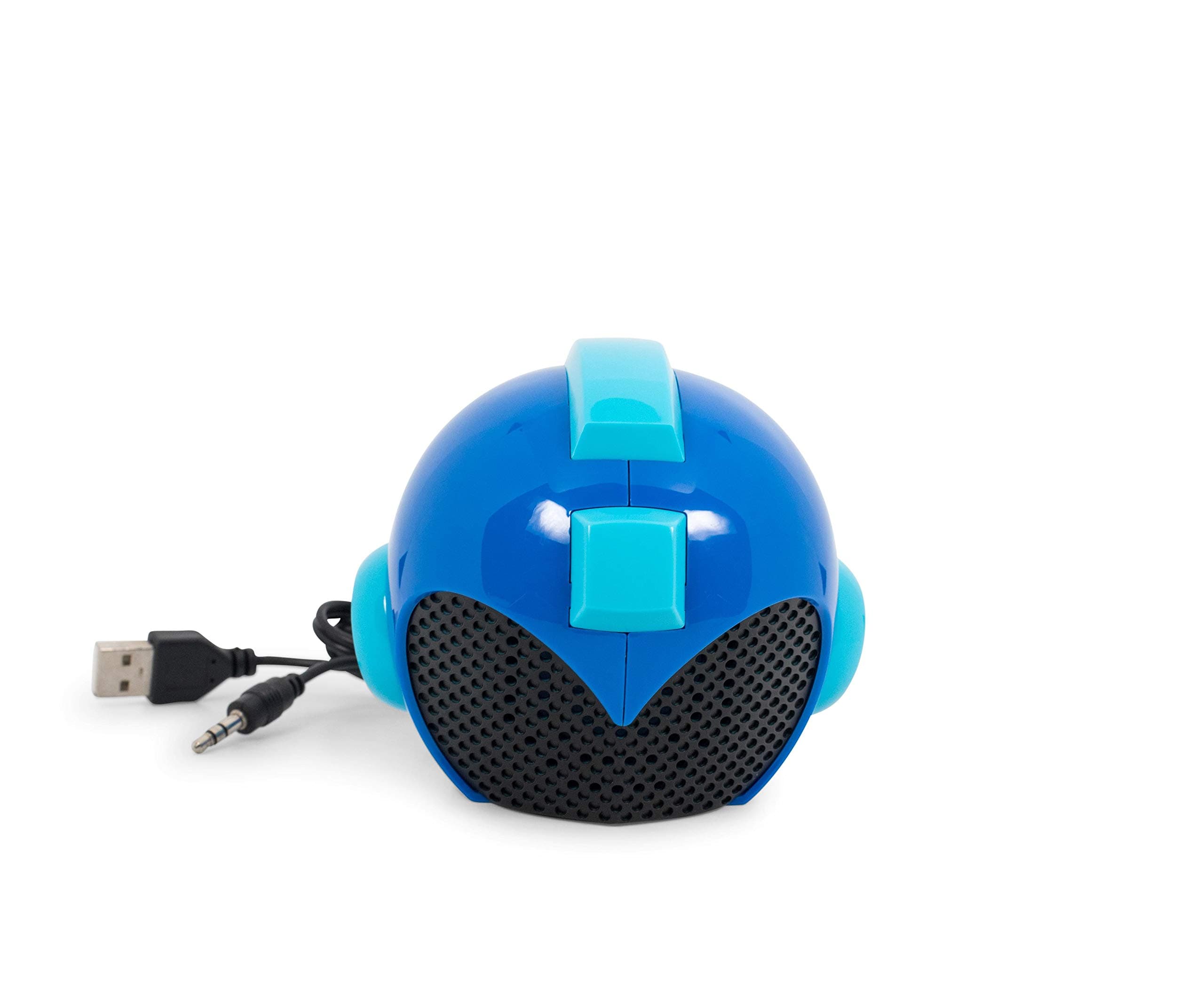 Megaman Rockman Helmet Themed USB Powered Solid Wired Multimedia Portable Speaker for PC, Monitor, Desktop, Laptop, Gaming Smartphone, Tablet, iPod, Projector, TV & More - 3.5mm Audio Jack Aux Cord