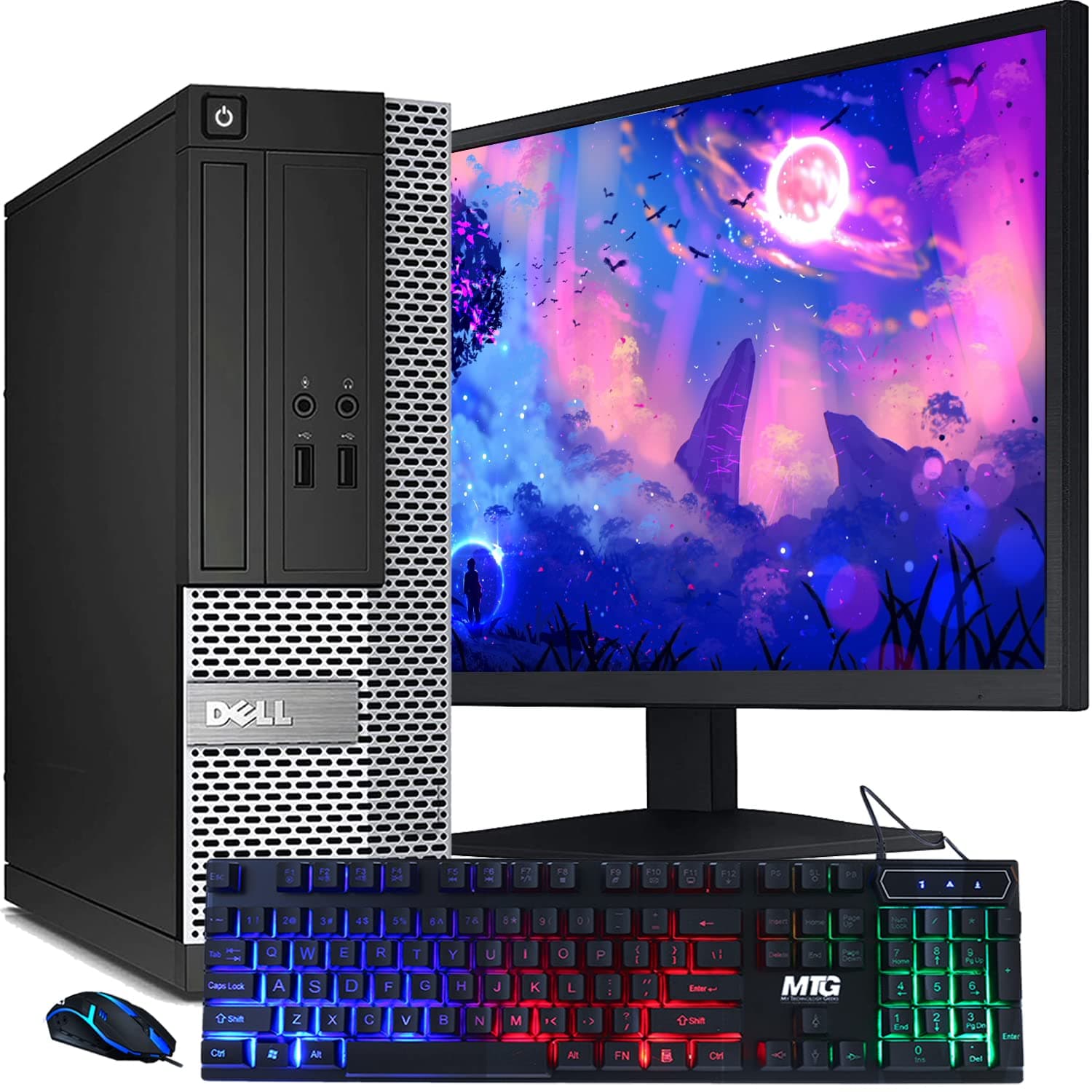 Dell OptiPlex Computer Desktop PC, Intel Core i5-3rd, 16GB RAM, 1TB HDD, MTG New 22 inch LED Monitor, RGB Speaker and Keyboard Mouse, WiFi, Windows 11 (Renewed)