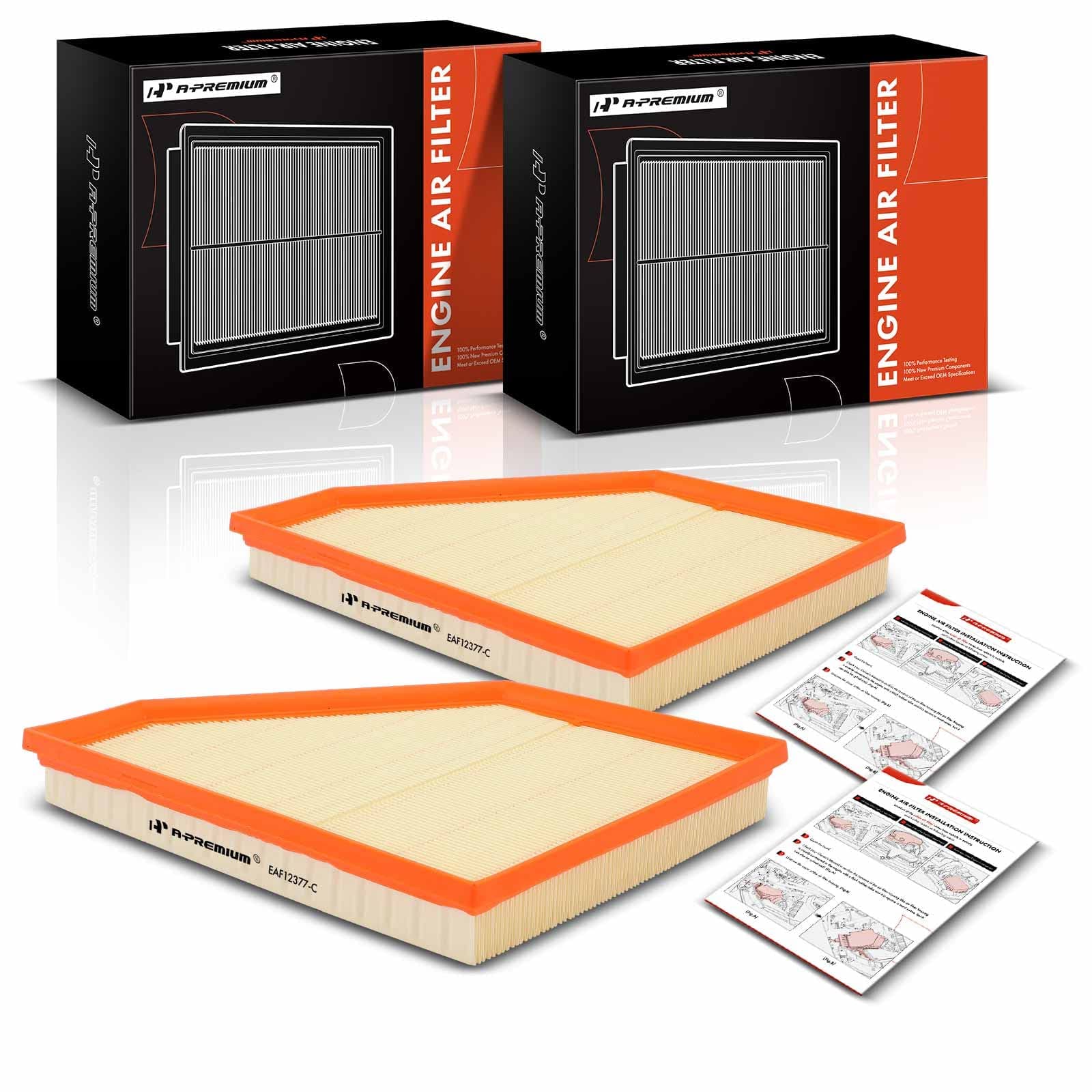 A-Premium Left and Right Engine Air Filter Compatible with BMW E53 Series X5, 2007 2008 2009 2010, V8 4.8L, Replace# AF3913, 13717548898