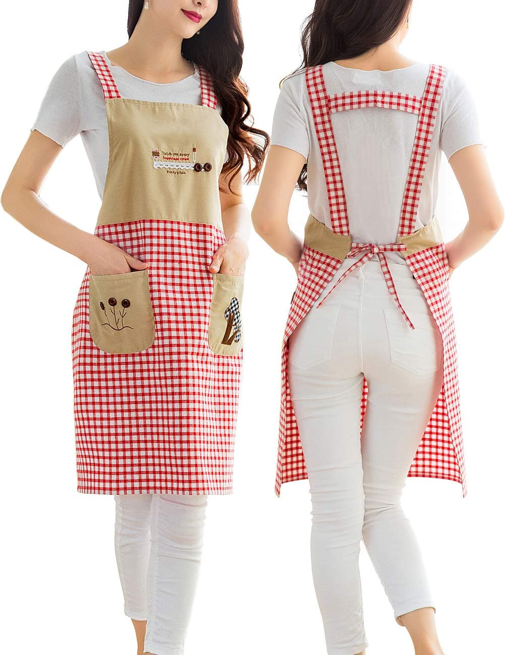 Cotton Chef Apron with Pockets for Kitchen Cooking Baking Grilling Painting