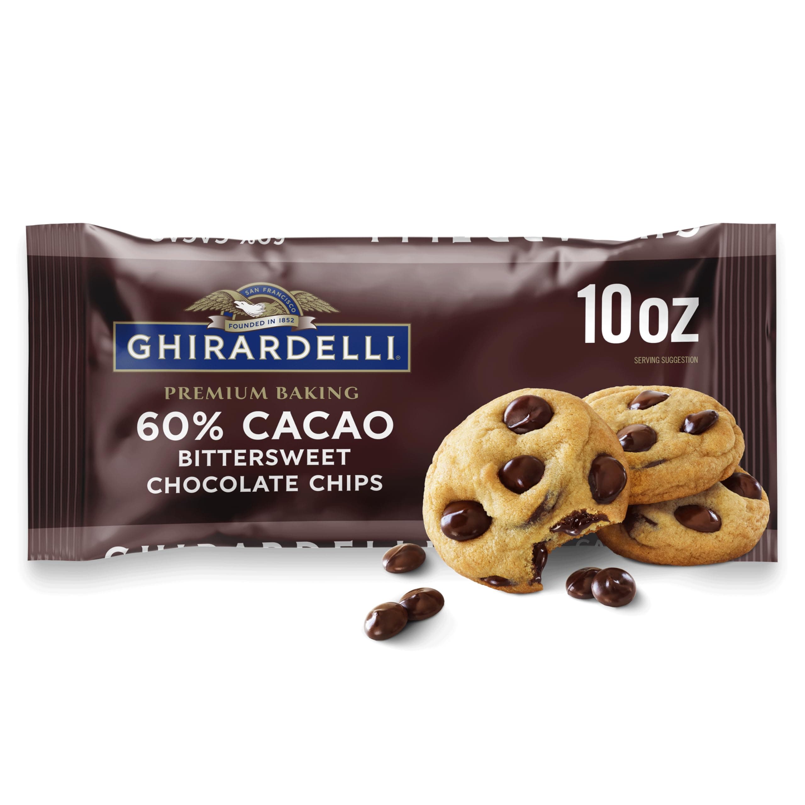 Ghirardelli Chocolate Baking Chips, Bittersweet Chocolate, 10 Oz.,(Pack of 6)