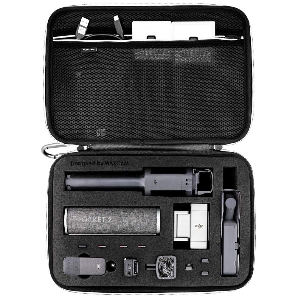 MAXCAM Carrying Large Case Compatible with DJI Pocket 2 Creator Combo + Charging Case + Extension Rod + Phone Clip (Pocket 2 and Accessories are NOT Included)