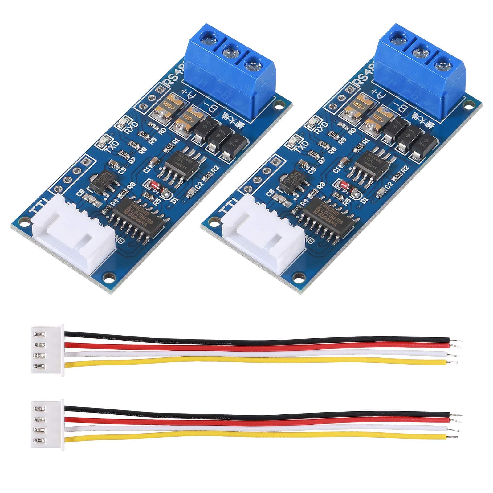 2Pack TTL to RS485 Adapter Module, 485 to TTL 3.3V/5.0V Signals Serial Port Power Supply Converter with Indicator Lights