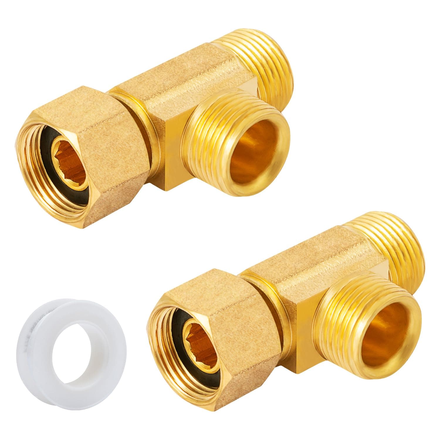 SUNGATORAngle Stop Add-A-Tee Valve, 3/8" Compression Inlet x 3/8" Compression Outlet x 3/8" Compression Outlet, Lead Free Brass with a Sealing Tape (2-Pack)