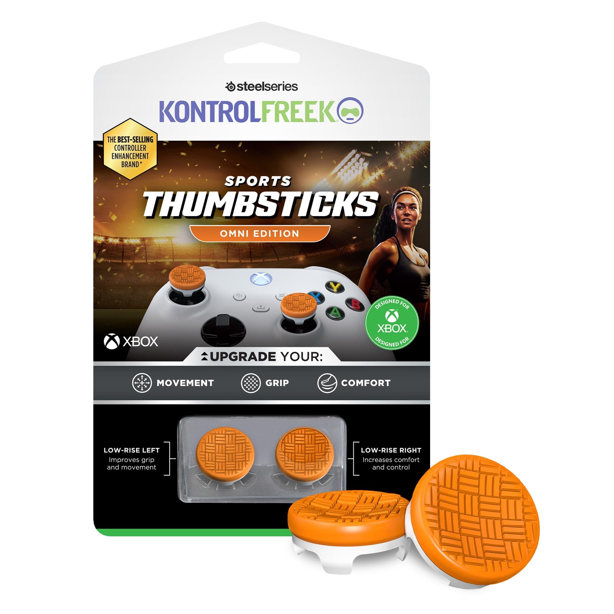 Omni for Xbox One and Xbox Series X Controller, Performance Thumbsticks, 2 Low-Rise Concave, Orange/White