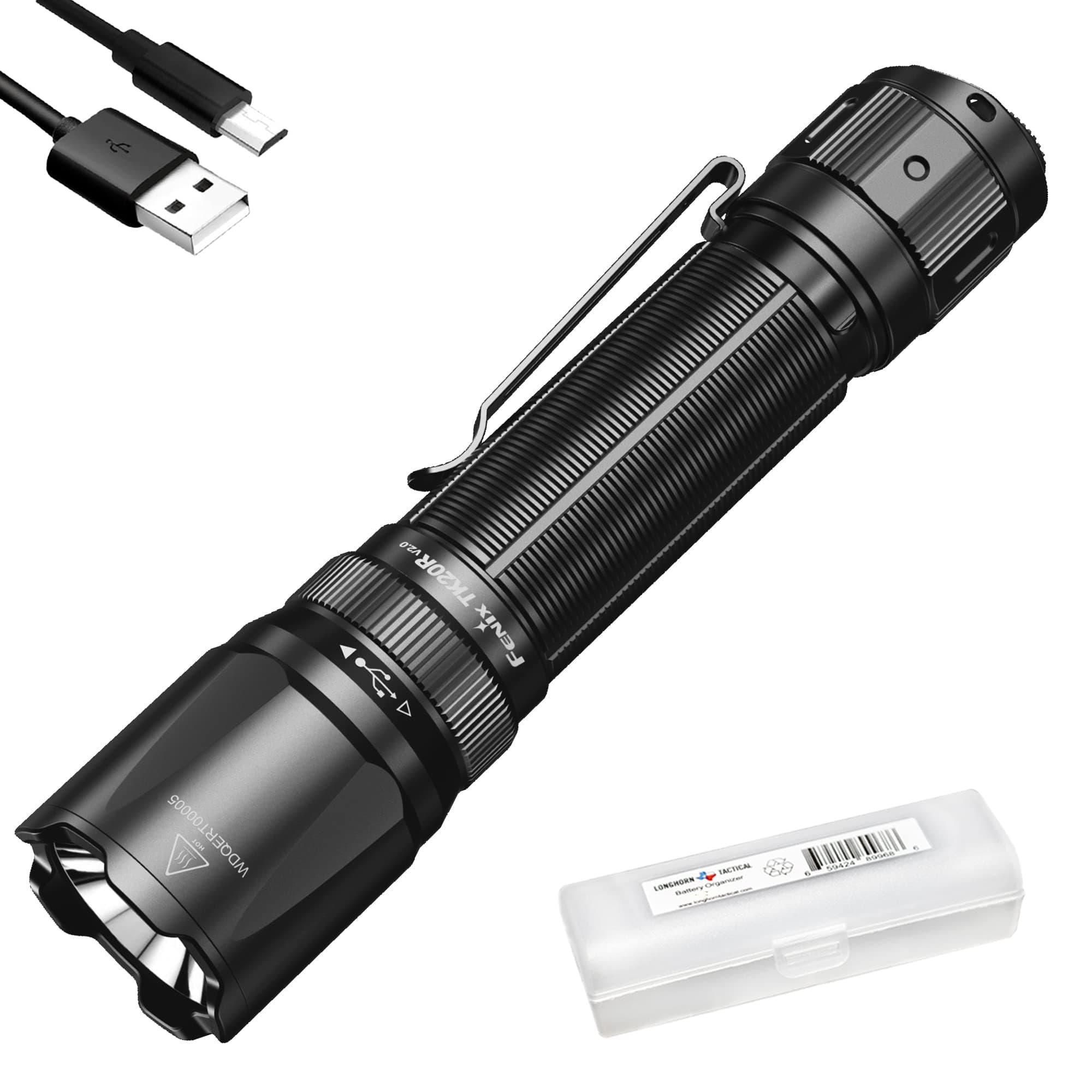 TK20R v2.0 Rechargeable Tactical Flashlight, 3000 Lumen Long Throw USB-C Tac Light, with LumenTac Organizer