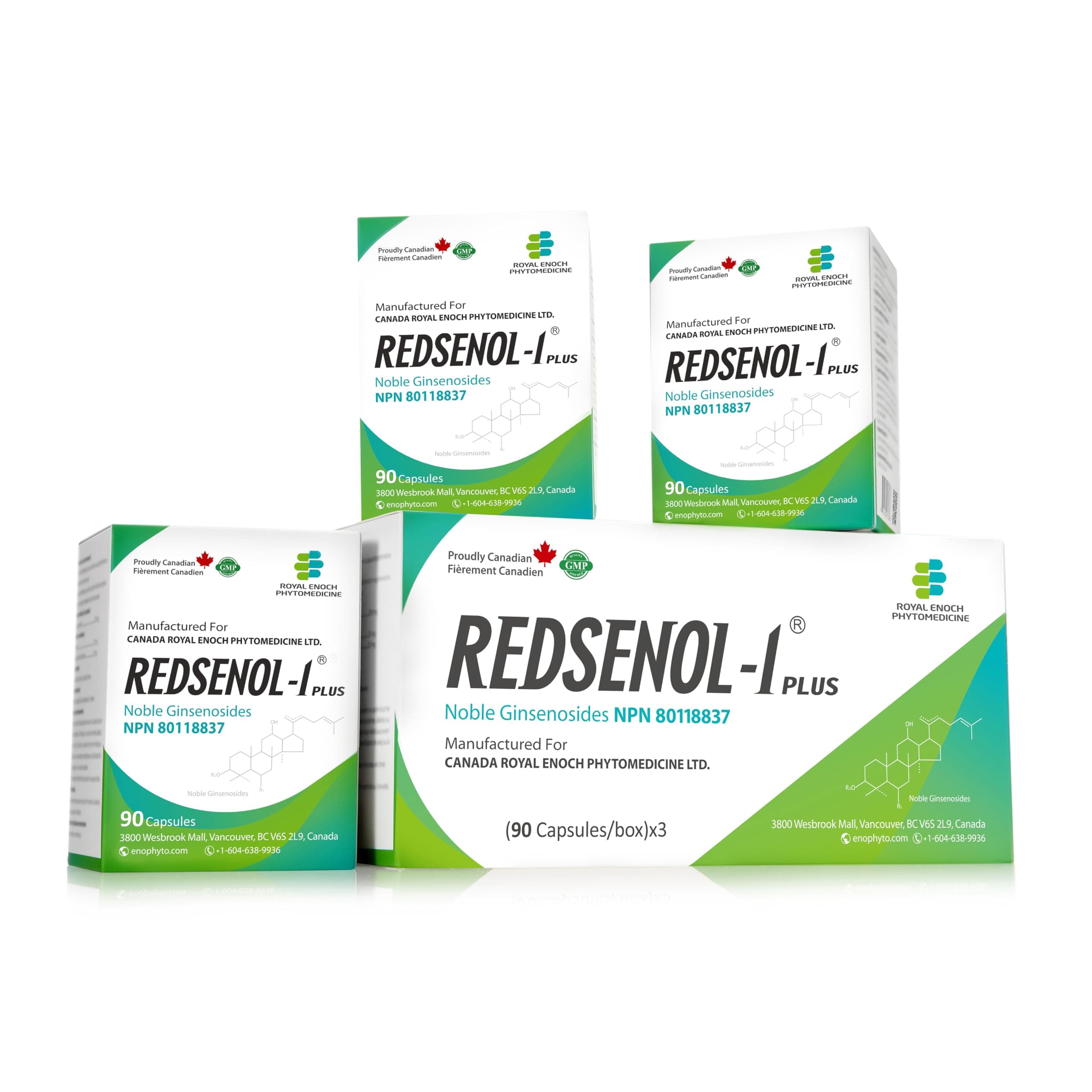 REDSENOL-1 Plus Highly Concentrated Ginseng Extract-Proprietary Formula with 20% Rare Noble Ginsenosides (Rg3, Rg5, Rh2 Supplement)-More Potent Than Traditional Red Ginseng Supplement-3 Boxes