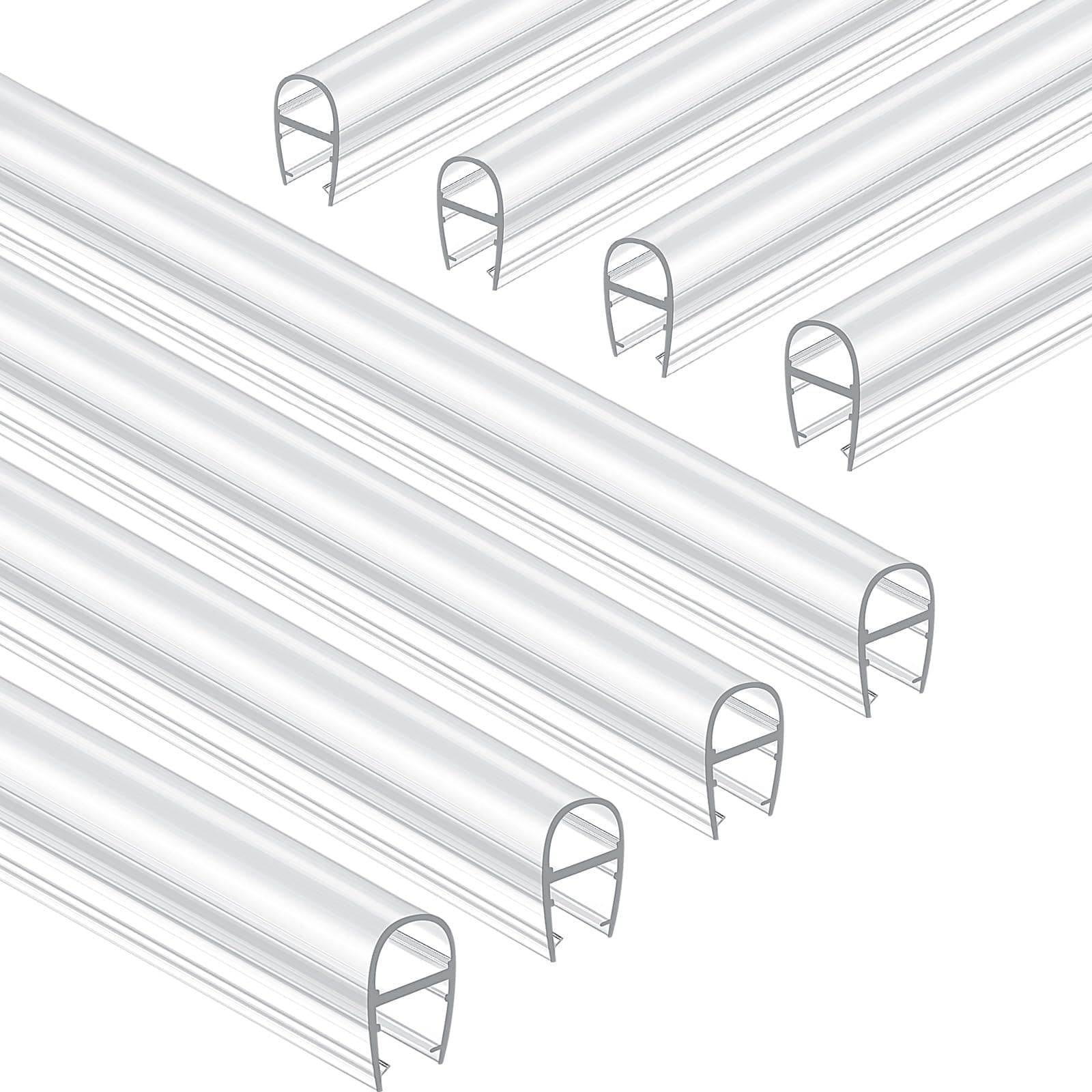Pangda8 Pack 39 Inch U Type Frameless Shower Door Side Seal Strip for 3/8 Inch Thick Glass Glass Clear Shower Door Water Stopper for Bathroom