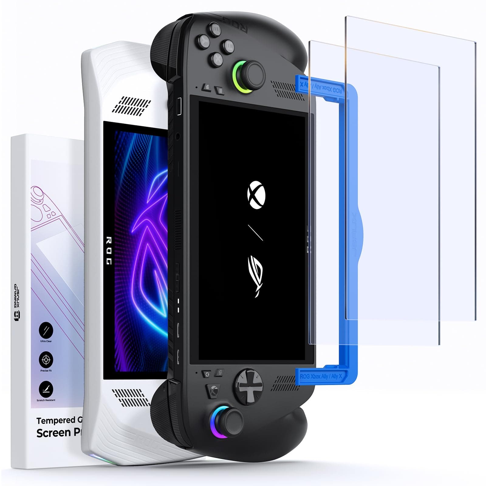 JSAUX Anti-Glare Screen Protector for ROG Xbox Ally/ROG Xbox Ally X (2025) / ROG Ally 2-Pack, Matte 9H Hardness Tempered Glass with Guide Frame, 7" Anti-Scratch Screen Protector for ASUS ROG Ally X | Anti Glare, 9H Hardness, Tempered Glass, with Guiding Frame, 7 inch, Anti-Scratch