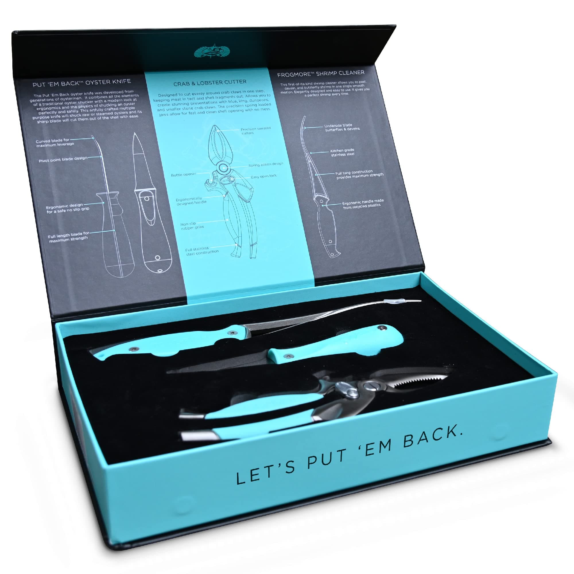 Toadfish Coastal Kitchen Collection - Includes Crab Cracker, Shrimp Deveiner, and Oyster Knife