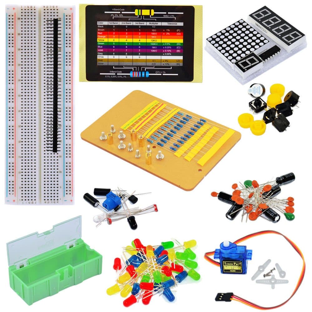 TOLAKOElectronic Component Starter Kit for Arduino Breadboard, LED, Dot Matrix,Resistor, Capacitor, Breadboard