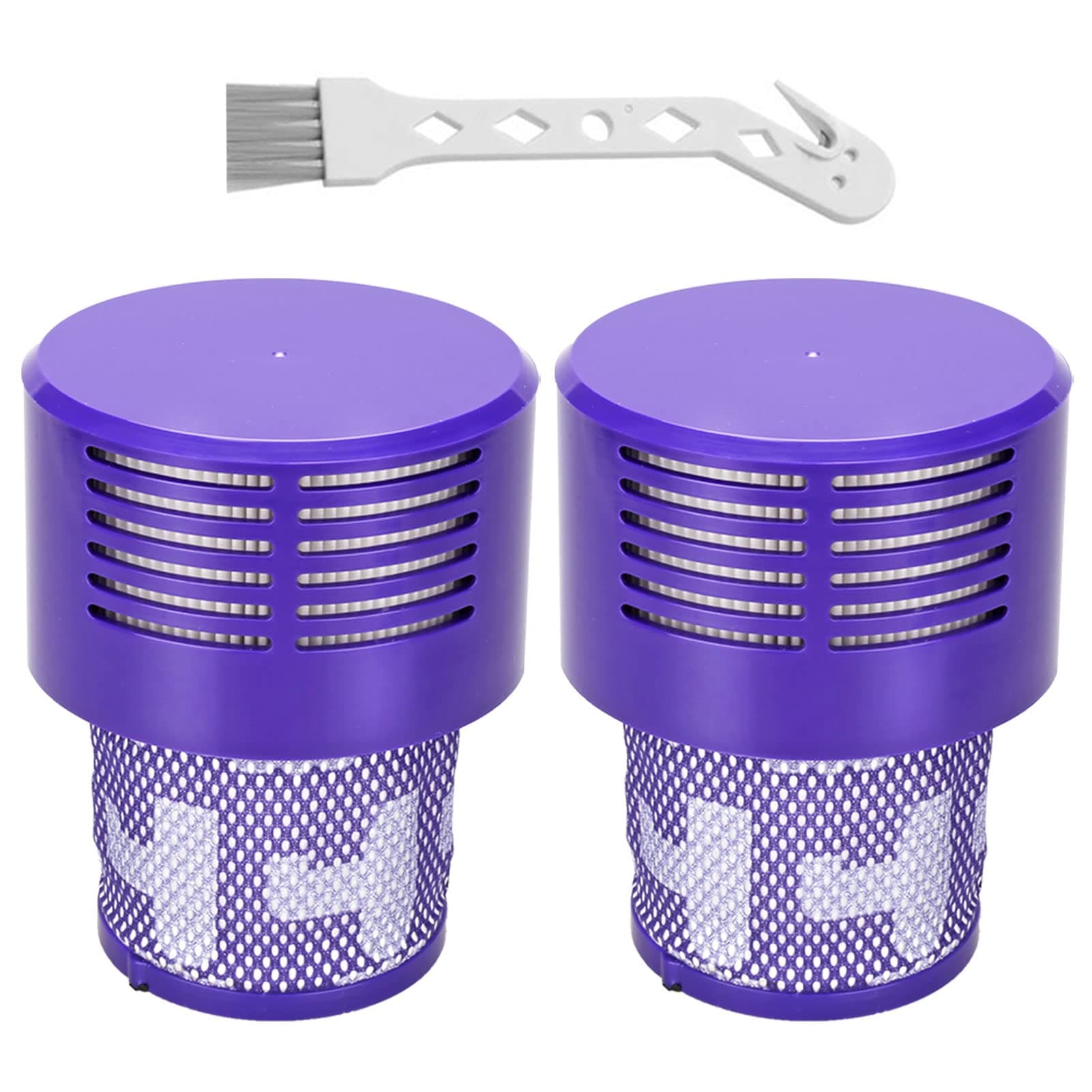 2 Pack V10 Filters Replacement for Dyson V10 Cyclone Series, V10 Absolute, V10 Animal, V10 Total Clean, SV12, Replace Part No. 969082-01, V10 Filters & 1 Clean Brush