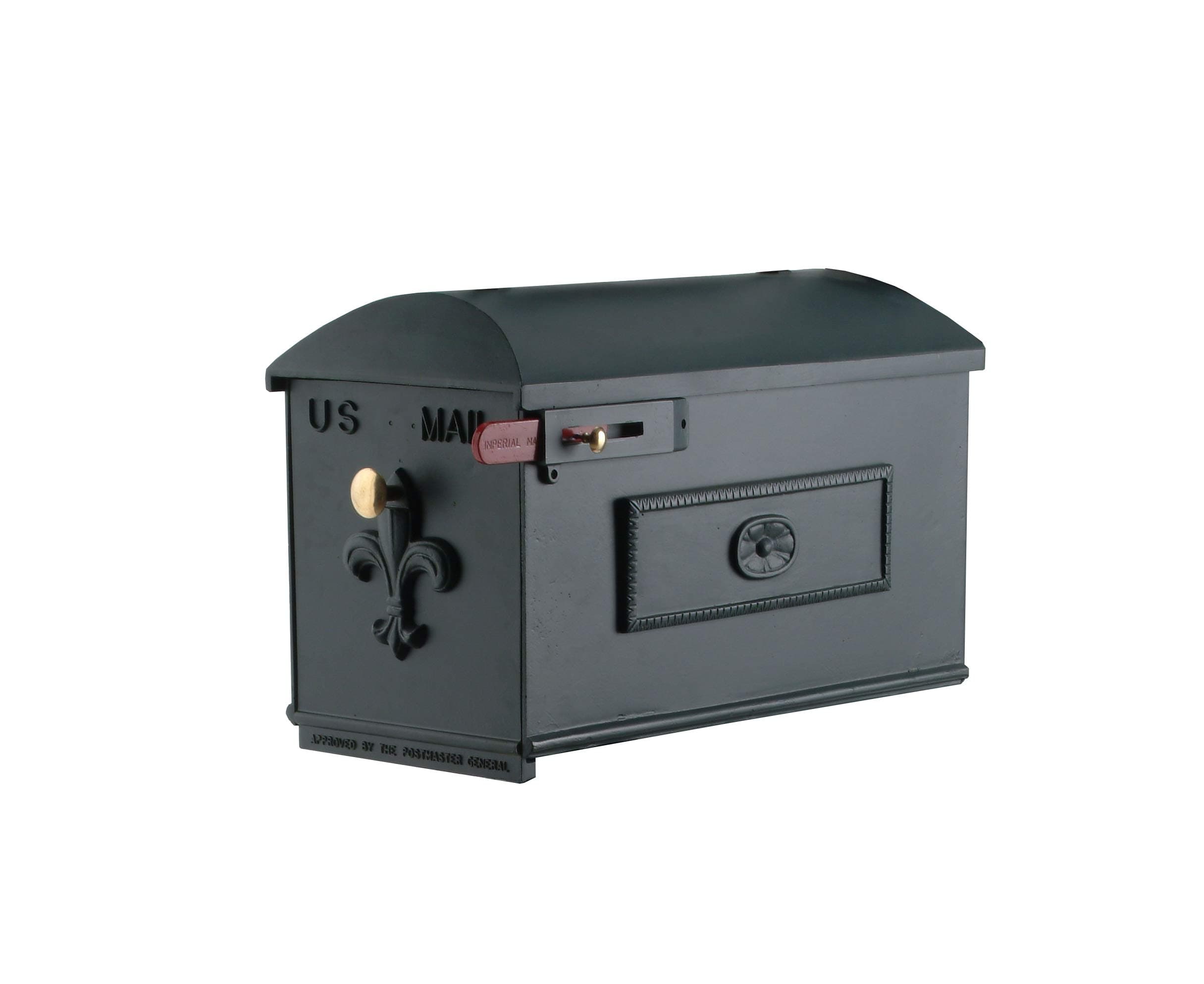 Zero Shipping Cost • Old World Mailbox/Framed Fleur de Lis Imperial Mailbox (Size is Estate, Color is Almond) Mailbox ONLY