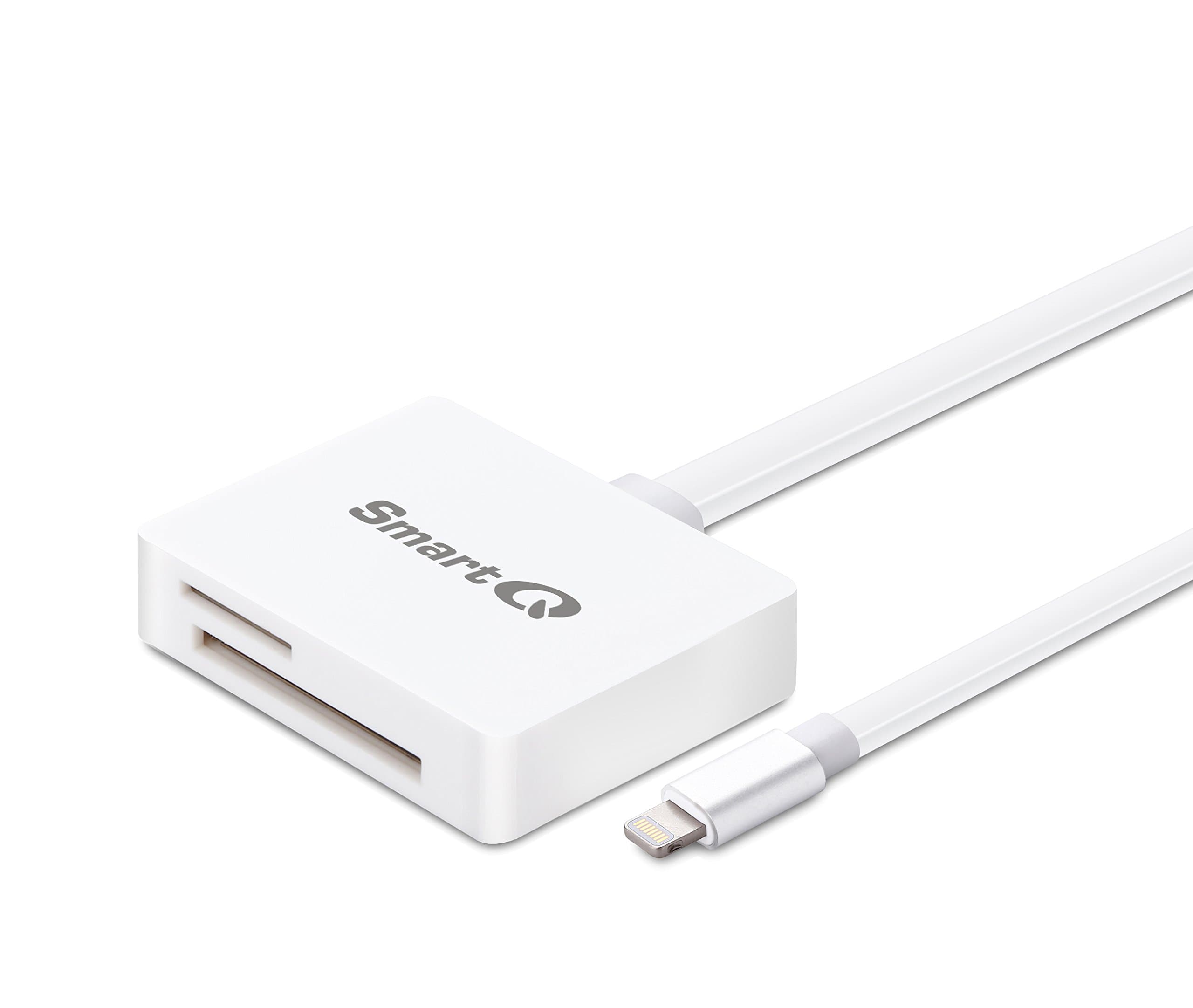 SmartQ C608 MFI Dual Card Reader for Apple iOS (SD/MicroSD Card) with Two Way Transfer Cards Reader Adapter