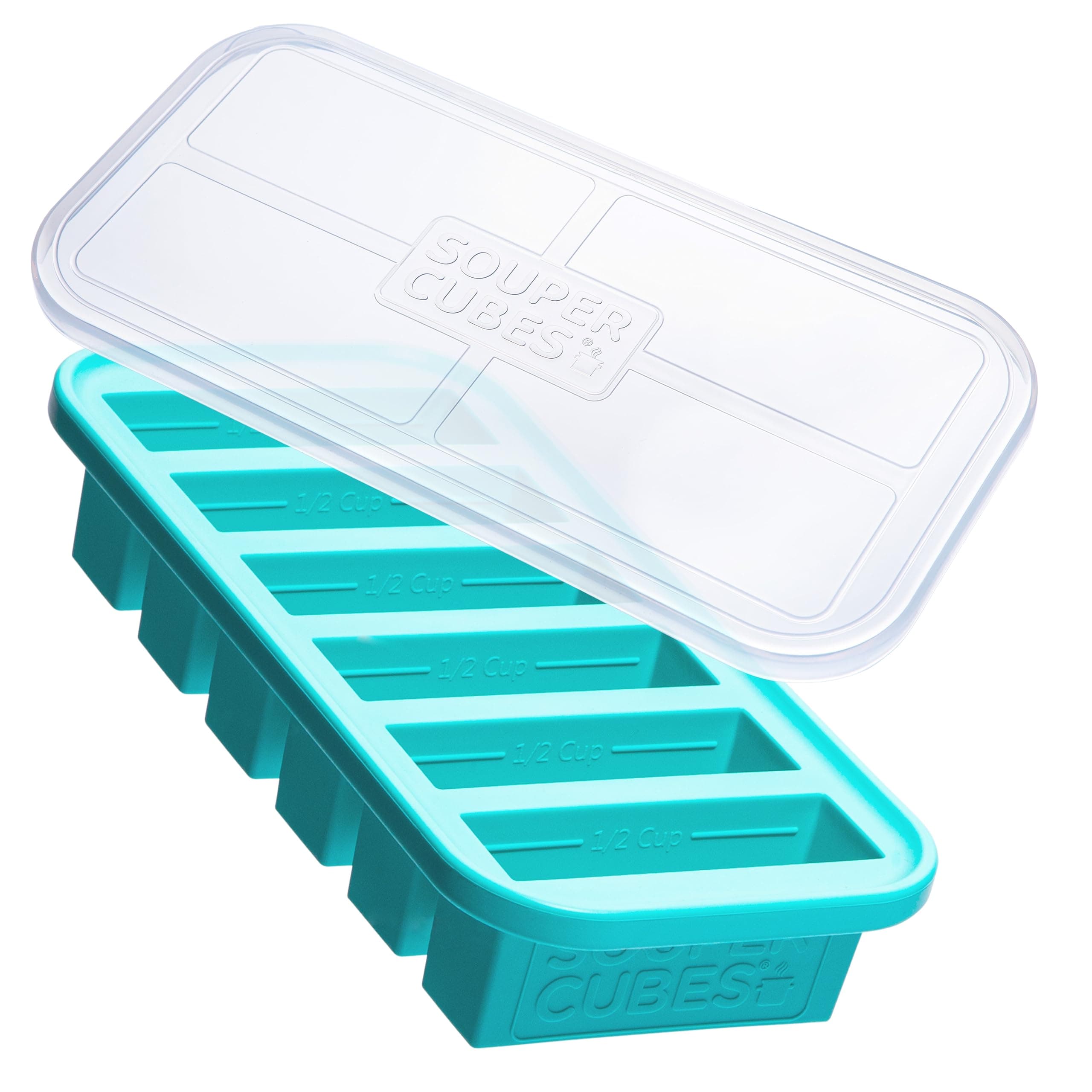 Souper Cubes 1/2 Cup Freezing Tray with lid, Makes 6 Perfect 1/2 Cup portions, Freeze Pesto, Salsa, or Sauce
