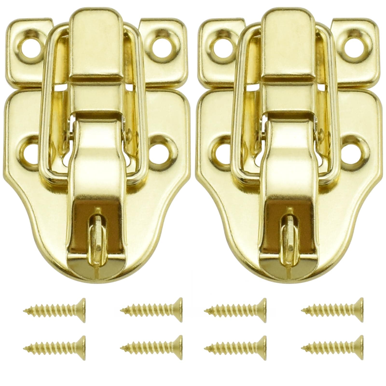 SDTC Tech 2-Pack Retro Gold Style Box Toggle Latch Antique Metal Duckbilled Hasp Latch Catch with Padlock Hole for Jewelry Box Cabinet Small Wooden Case Ordinary Box Crafts