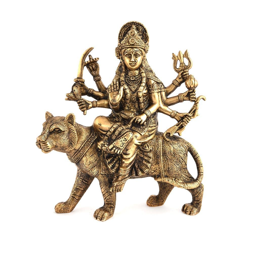 IndianShelf Indian Shelf VZK446 Brass Multicolor Durga Statue