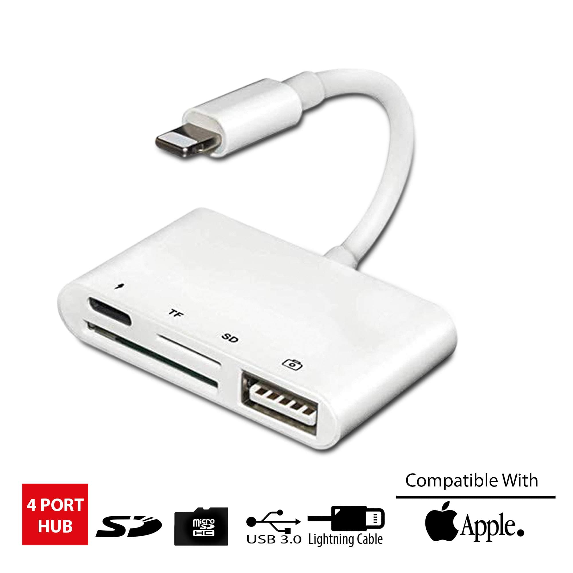 Lapkit 4-in-1 Digital Camera Card Reader for MacBook pro MD822ZM/A Lightning to SD Card Reader OTG Adapter Cable for iPhone and iPad